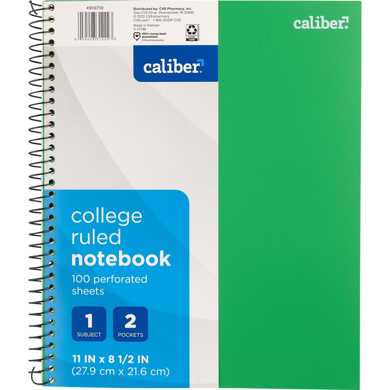 slide 6 of 6, Caliber 1 Subject Notebook College Ruled, 11In X 8.5In, Assorted, 1 ct