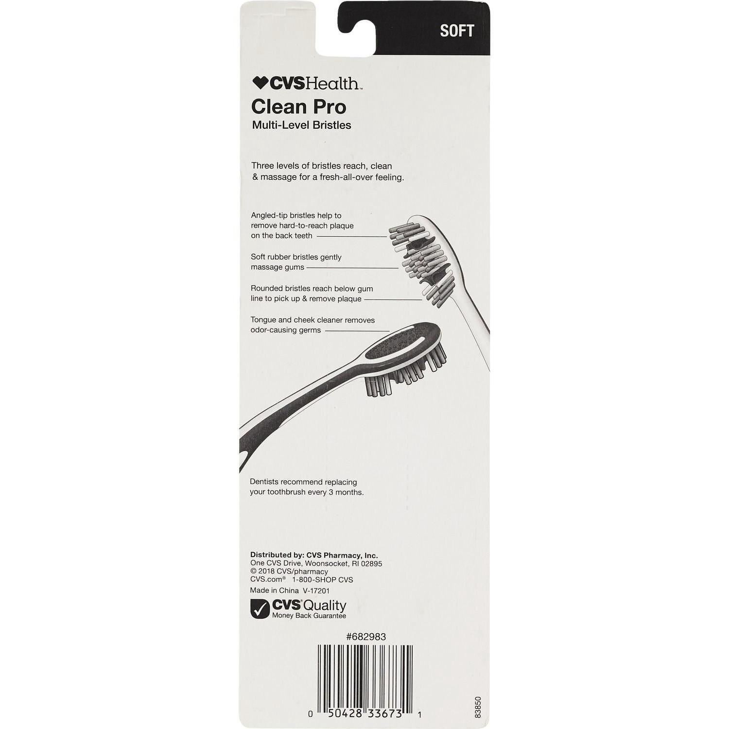 slide 2 of 4, CVS Health Clean Pro Toothbrush, Soft Bristle, 6 Ct, 1 ct