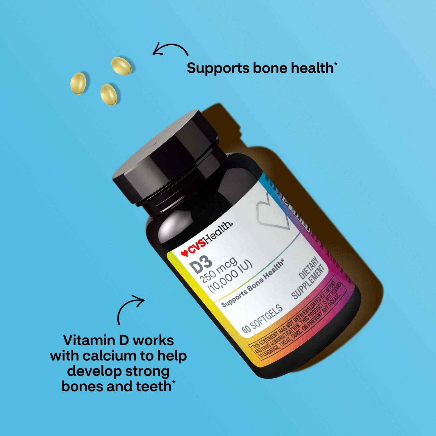 slide 7 of 9, CVS Health D3 Softgels, 60 Ct, 1 ct