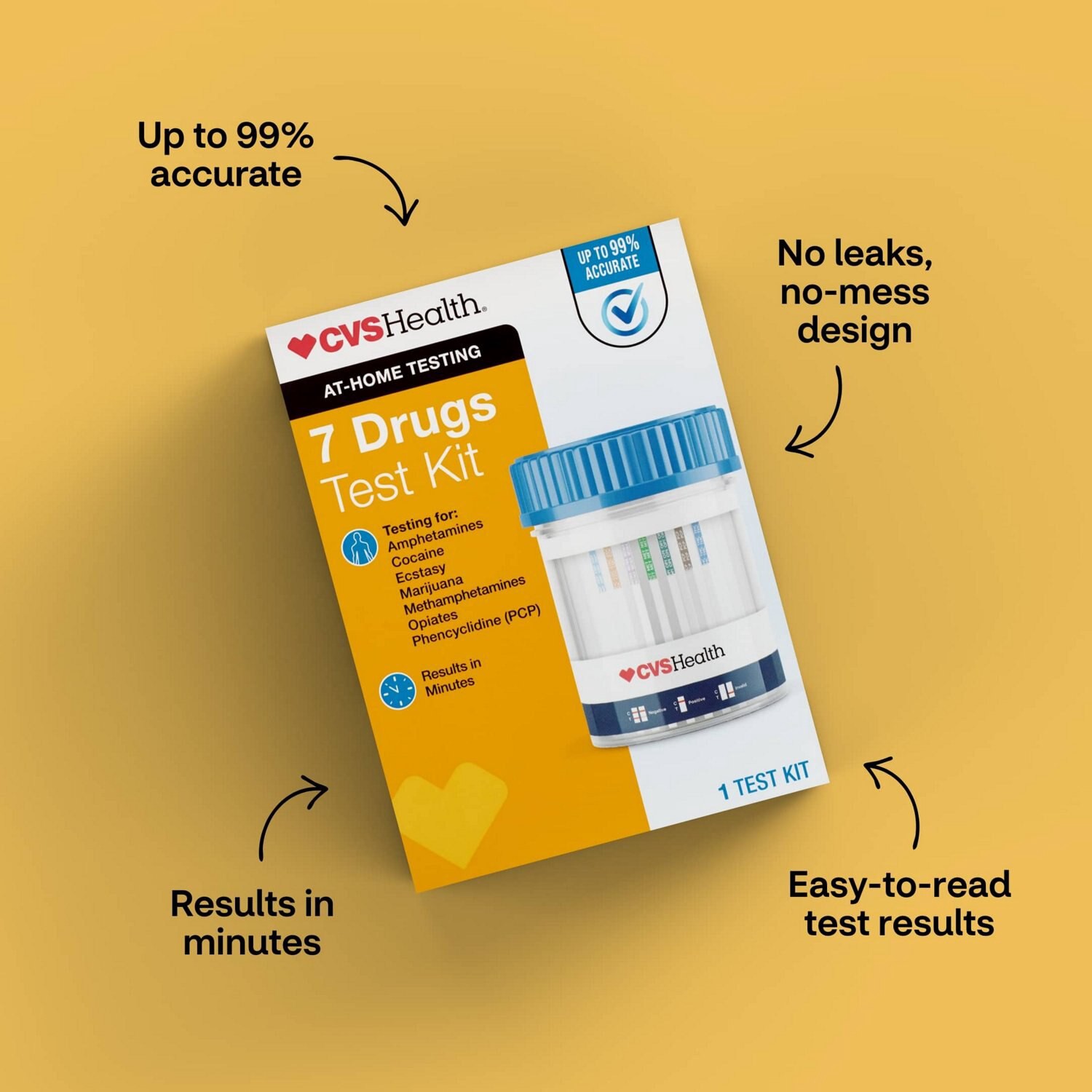 slide 8 of 8, CVS Health Home Drug Test Kit, 7 Drugs, 1 ct