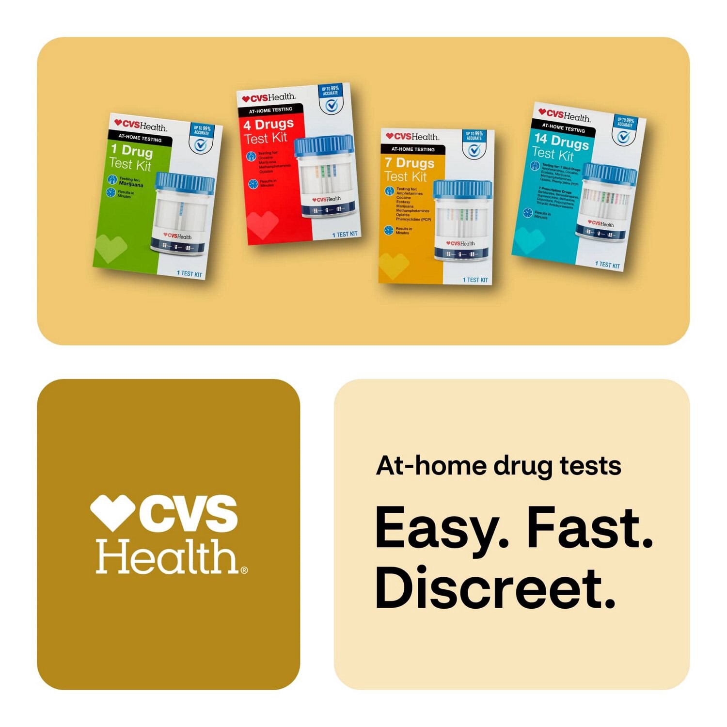 slide 4 of 8, CVS Health Home Drug Test Kit, 7 Drugs, 1 ct