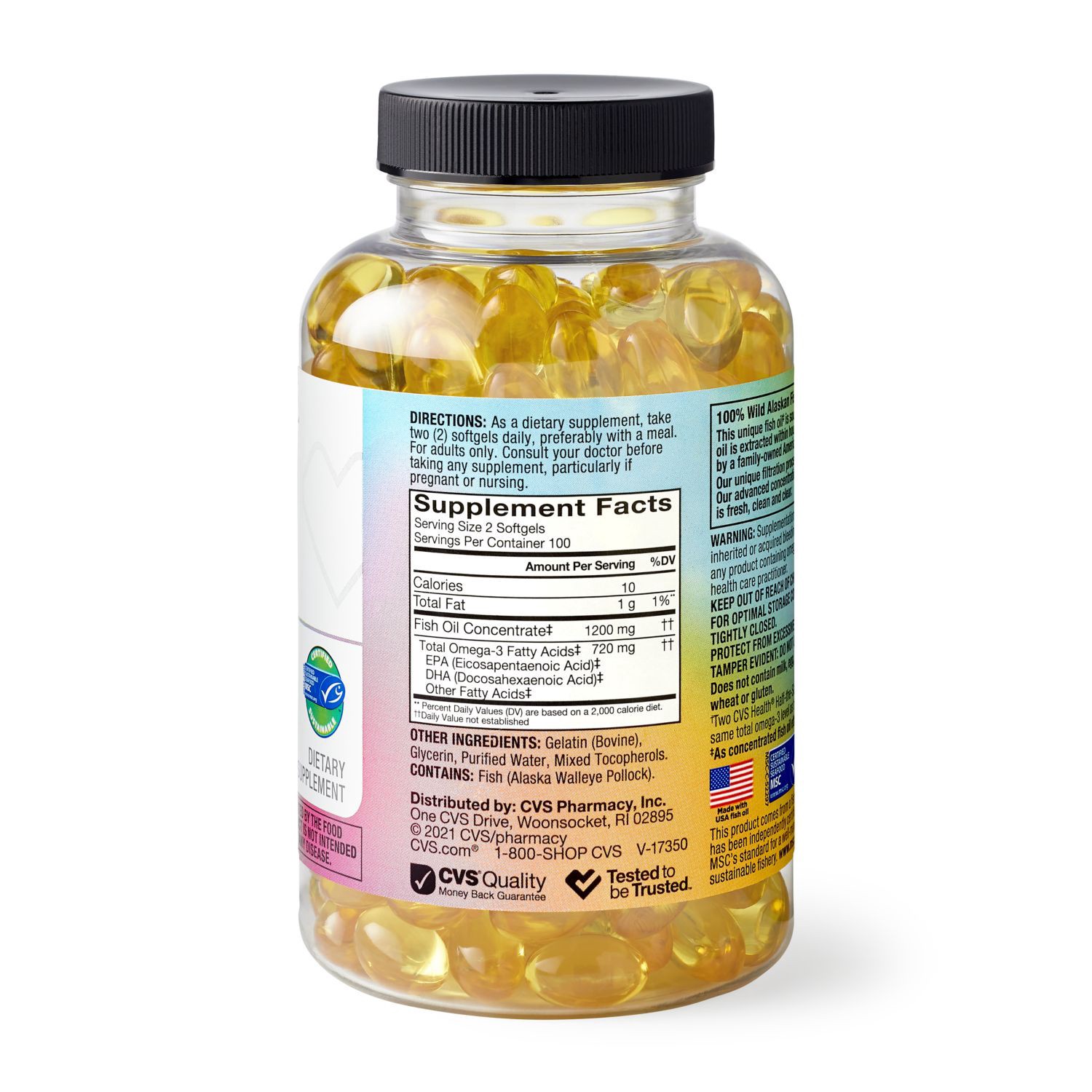 slide 5 of 9, Cvs Health 100% Wild Alaskan Fish Oil Softgels, 200 Ct, 1 ct