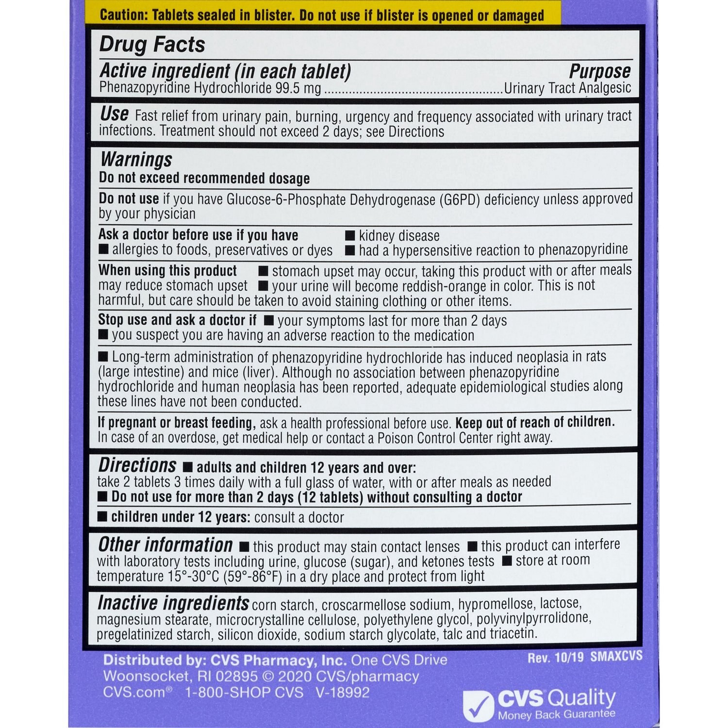 slide 4 of 4, Cvs Health Maximum Strength Urinary Pain Relief Tablets, 12 Ct, 1 ct