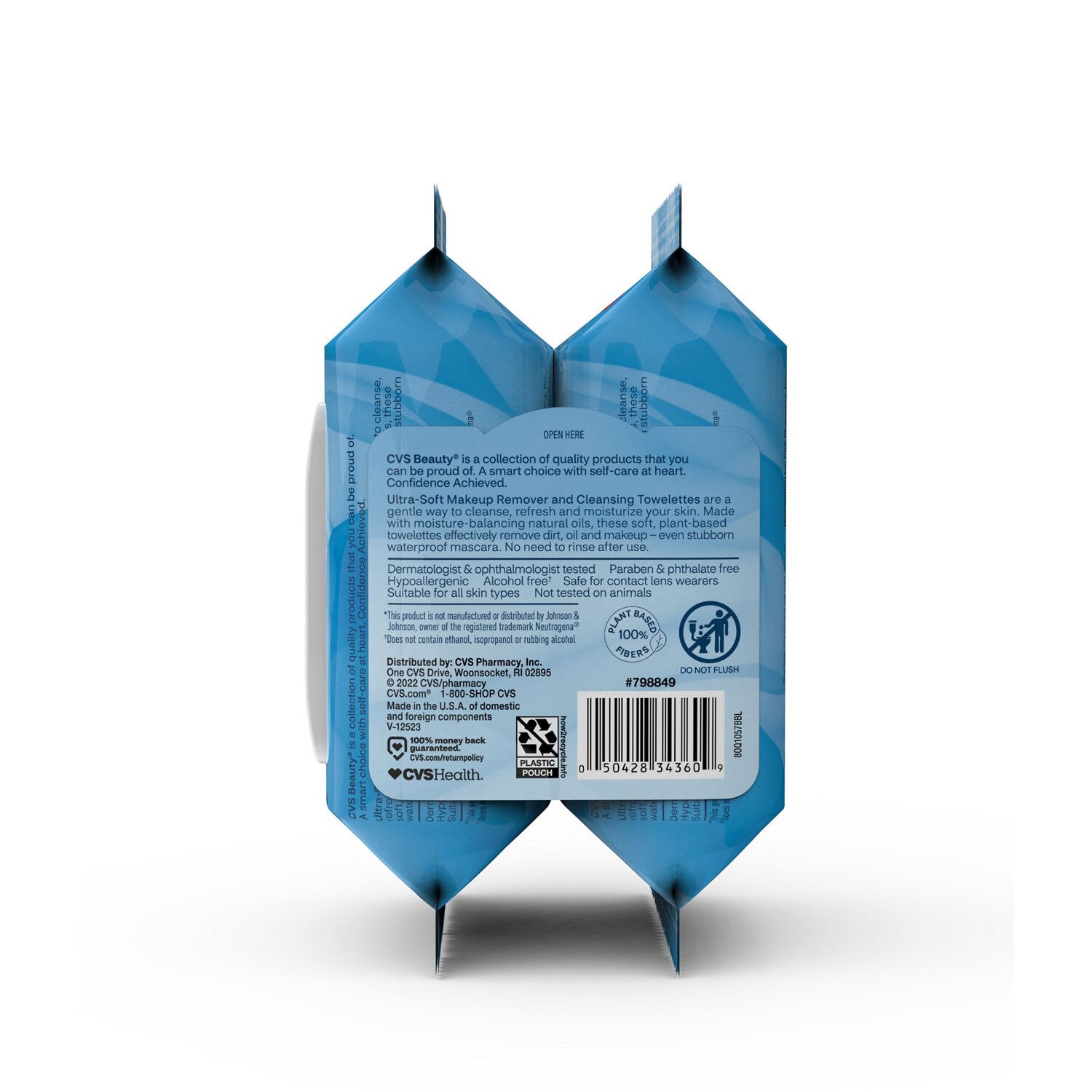 slide 6 of 6, CVS Beauty Makeup Remover Cleansing Cloth Towelettes, 50/Pack, 1 ct