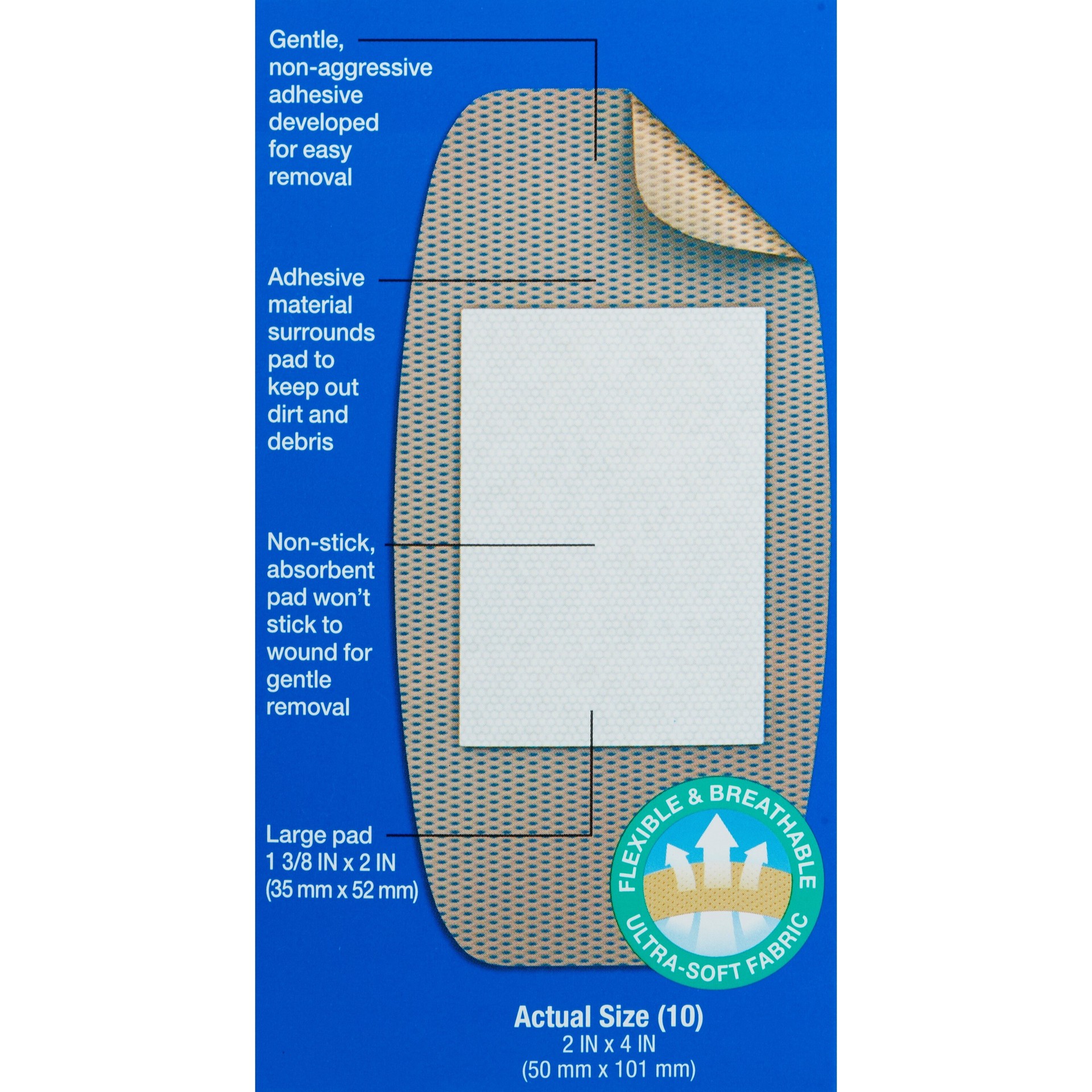 slide 6 of 10, CVS Health Gentle Fabric Bandages, Large, 10 Ct, 1 ct