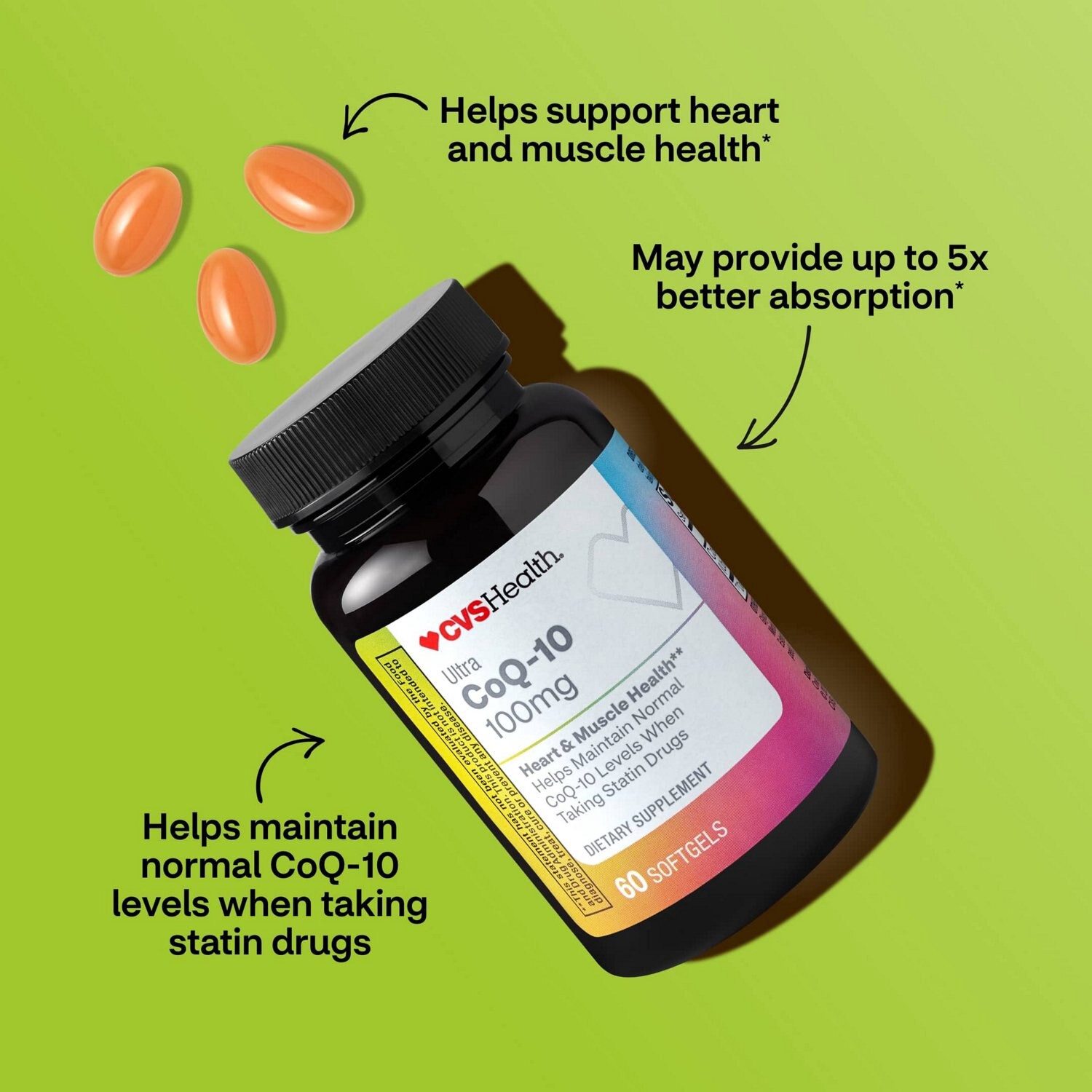 slide 8 of 8, CVS Health Ultra Coq-10 Softgels, 60 Ct, 1 ct