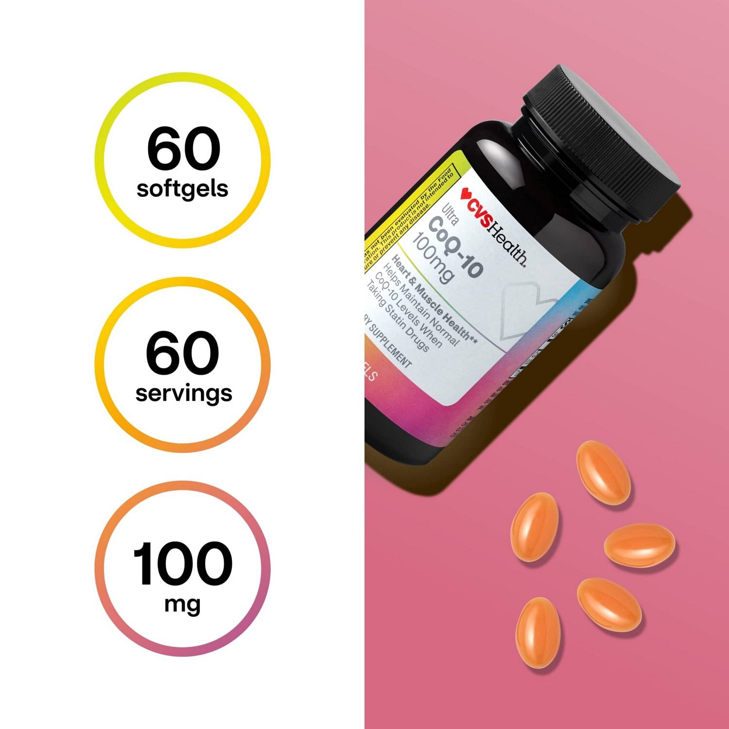 slide 4 of 8, CVS Health Ultra Coq-10 Softgels, 60 Ct, 1 ct