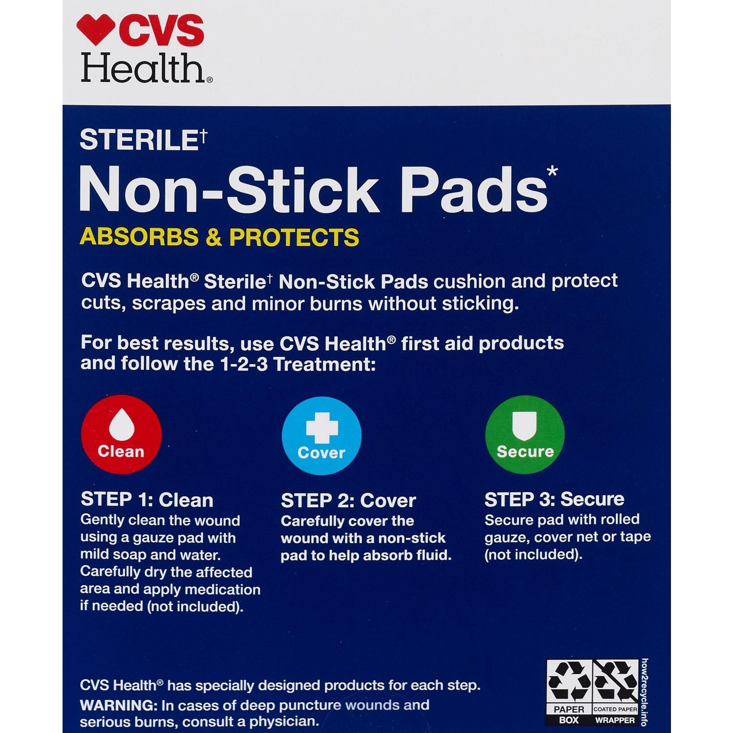 slide 2 of 6, CVS Health Sterile Latex-Free Non-Stick Pads, 3 In X 4 In, 10 Ct, 1 ct