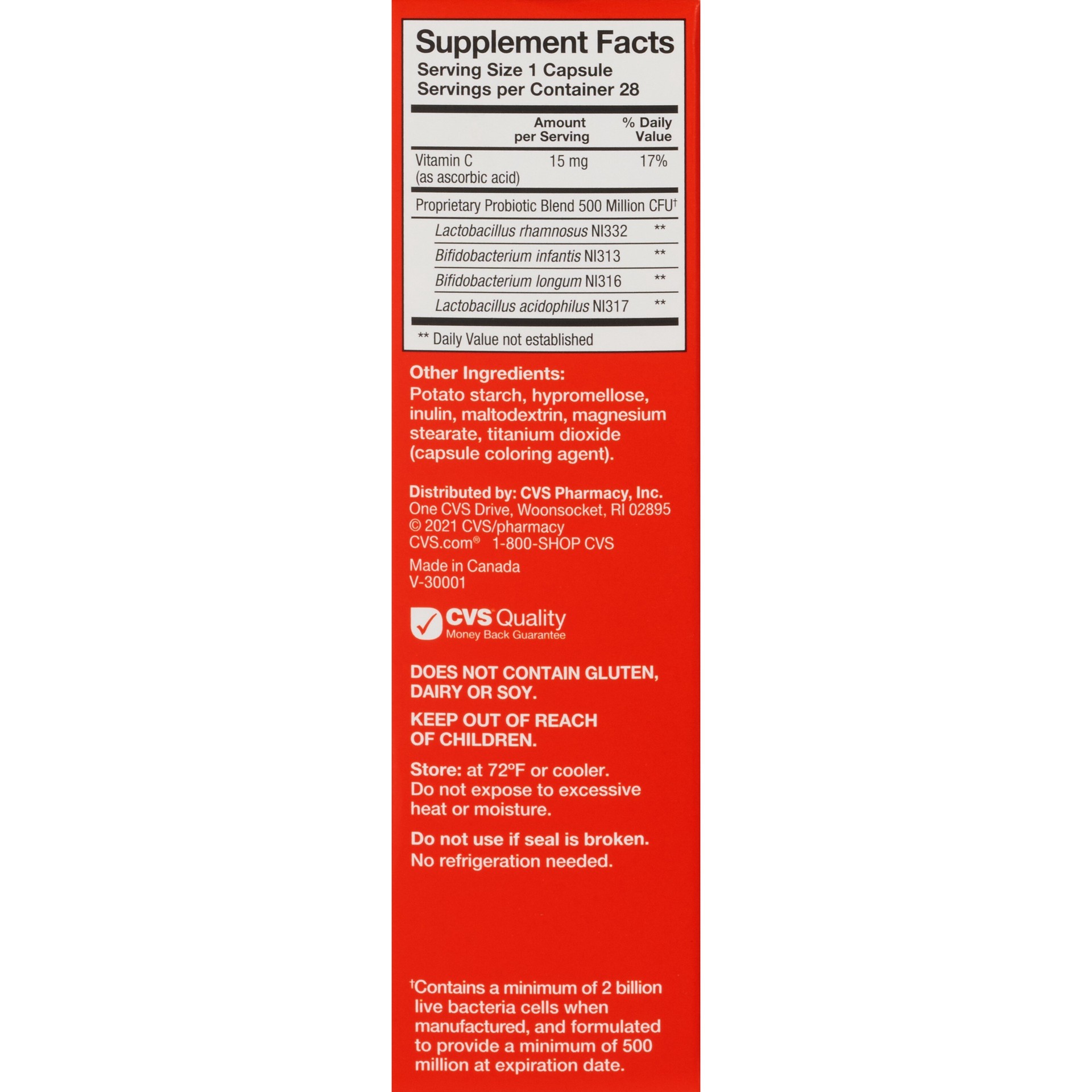 slide 6 of 6, CVS Health Daily Probiotic Capsules, 28 Ct, 1 ct