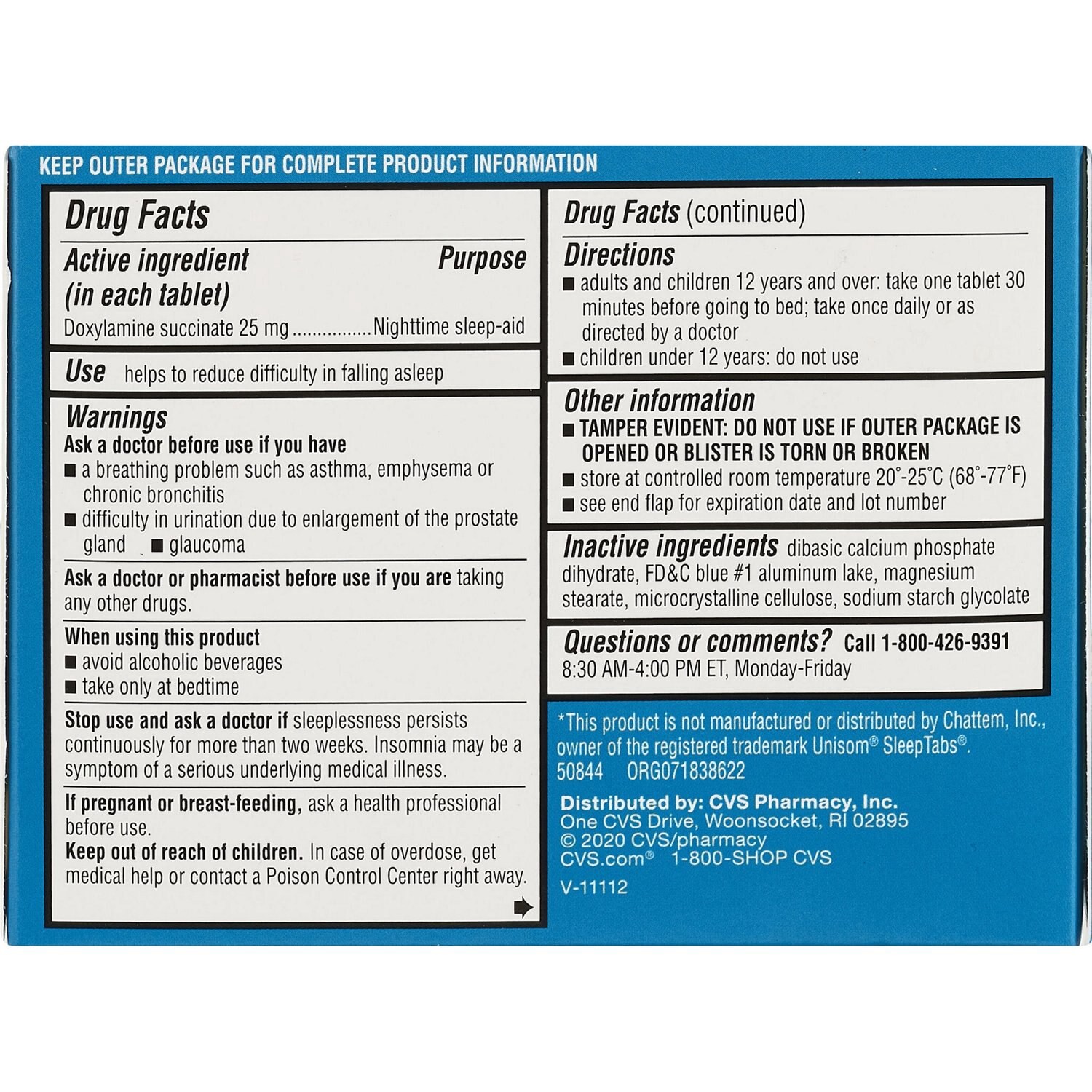 slide 3 of 4, CVS Health Nighttime Sleep Aid Diphenhydramine Hci 25 Mg Tablets, 48 Ct, 1 ct