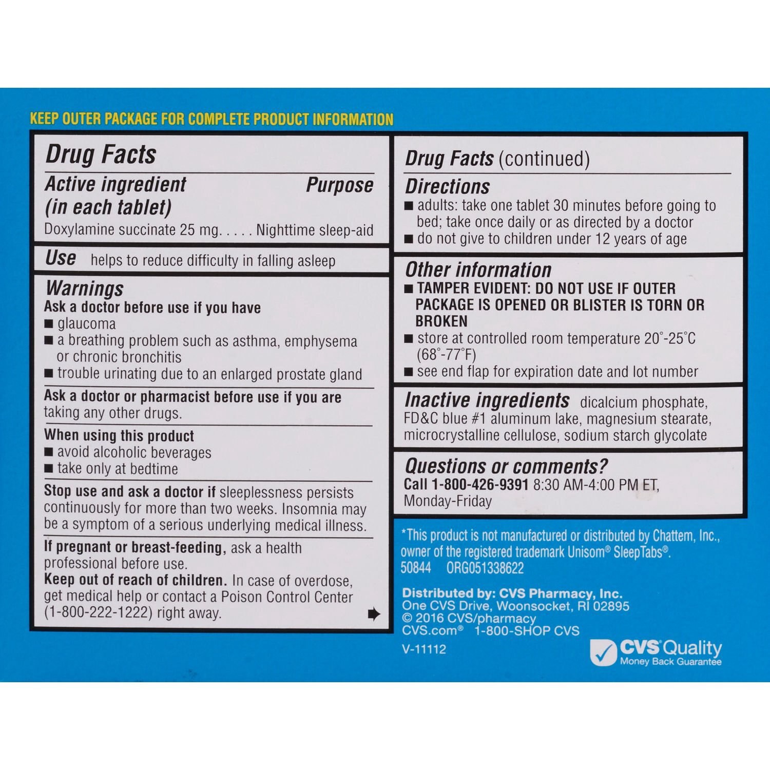 slide 4 of 4, CVS Health Nighttime Sleep Aid Diphenhydramine Hci 25 Mg Tablets, 48 Ct, 1 ct