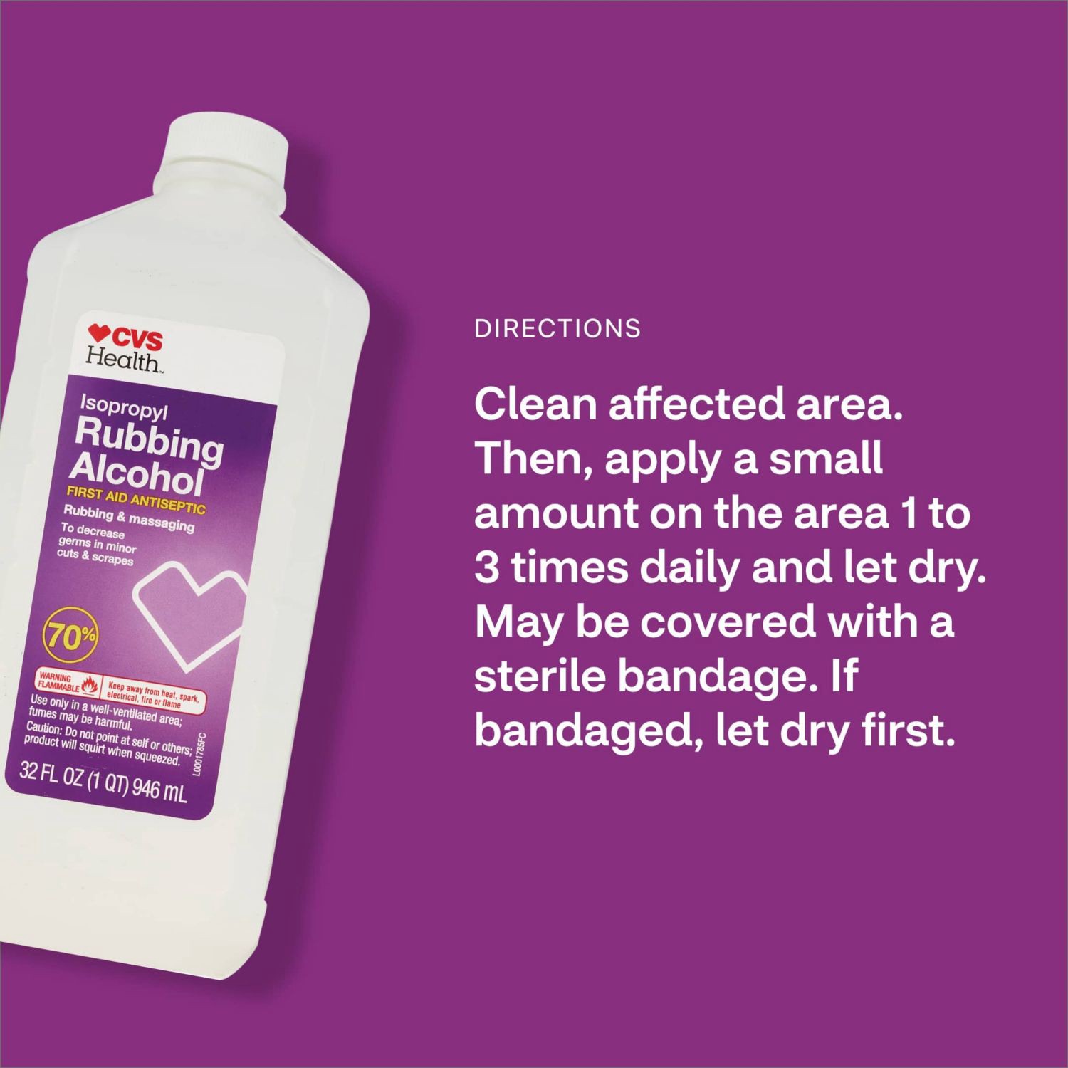 slide 7 of 7, Cvs Health Rubbing Alcohol, 32 Oz, 1 ct