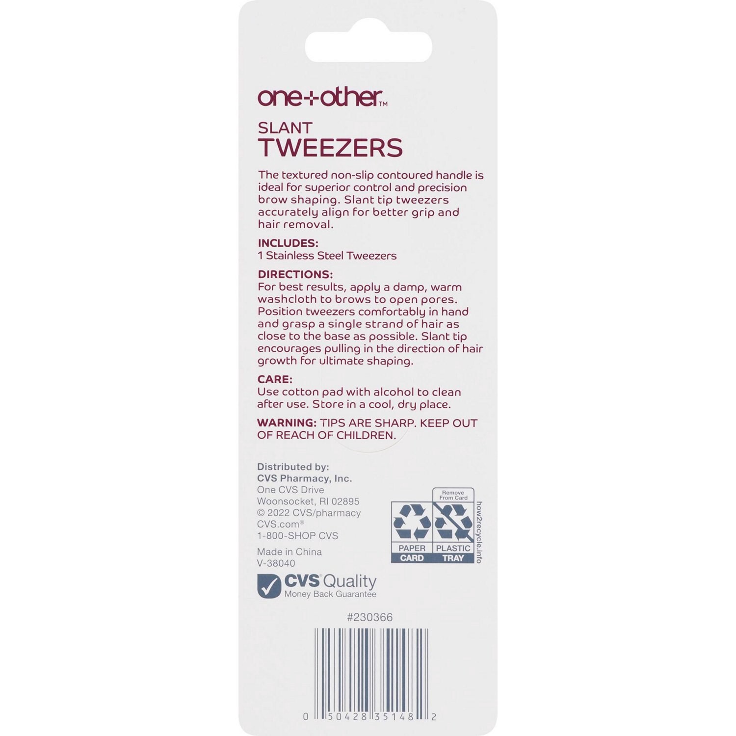 slide 3 of 3, One+Other Comfort Hold Slant Tweezers, 1 ct
