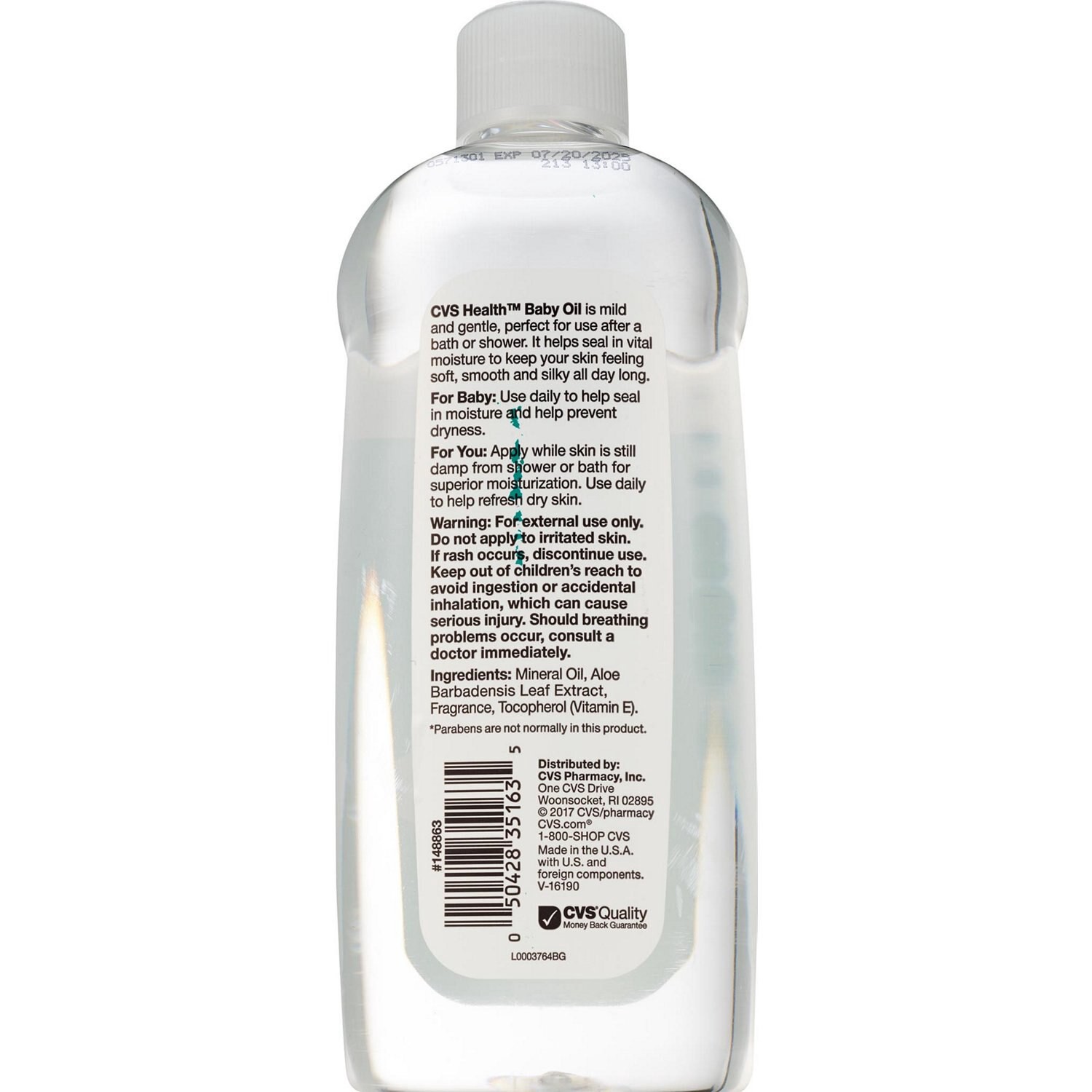 slide 2 of 2, CVS Health Baby Oil With Aloe Vera And Vitamin E, 20 Oz, 1 ct