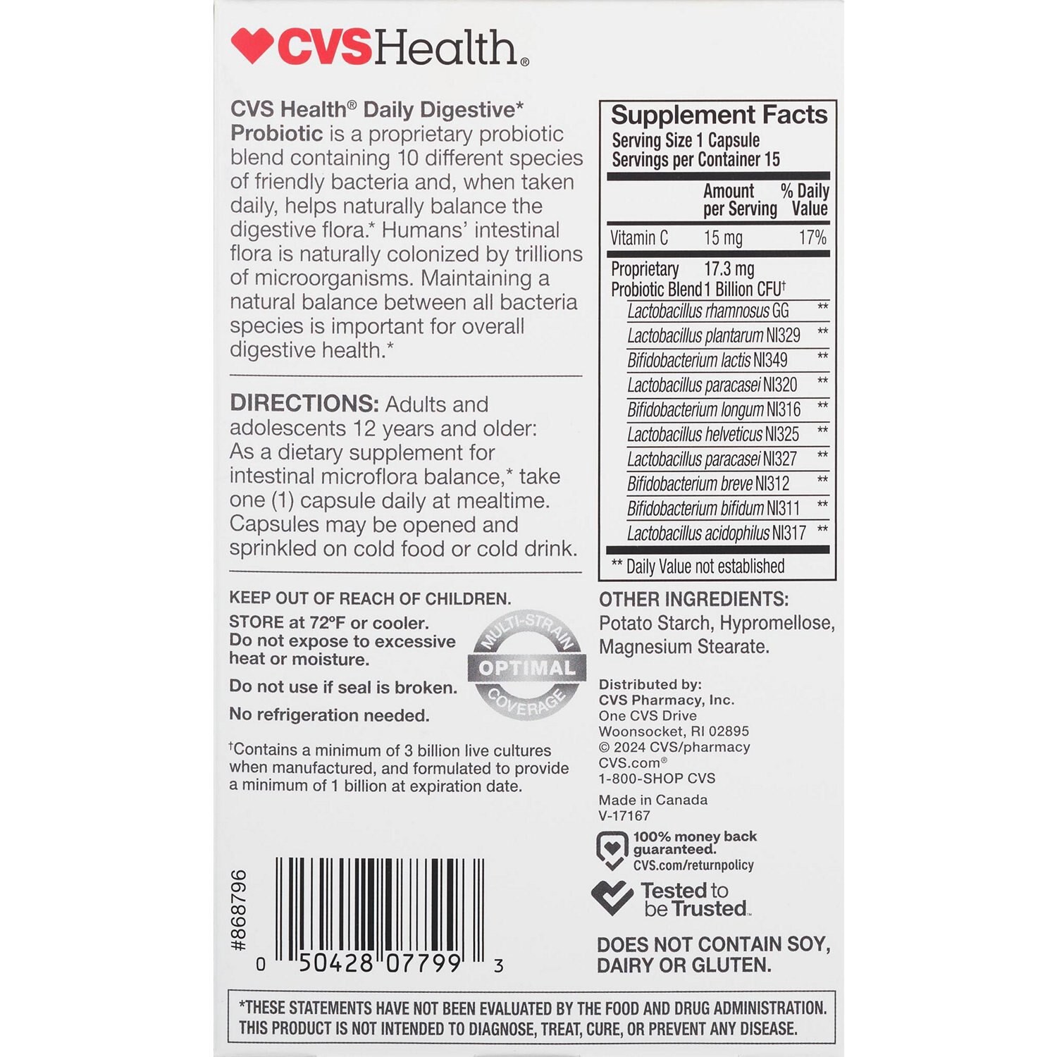 slide 2 of 4, CVS Health Daily Probiotic Capsules, 15 Ct, 1 ct