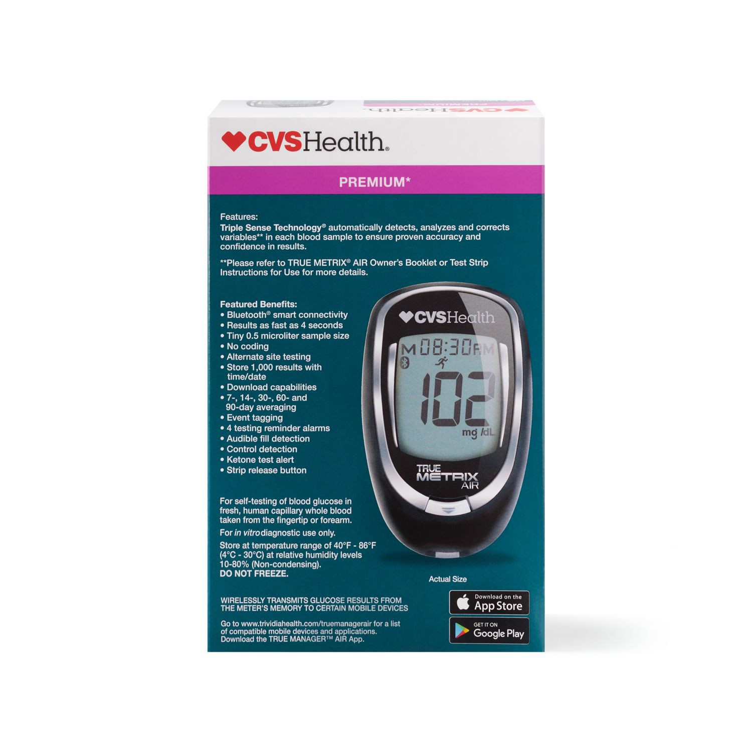 slide 2 of 11, CVS Health True Metrix Air Self-Monitoring Blood Glucose Meter, 1 ct