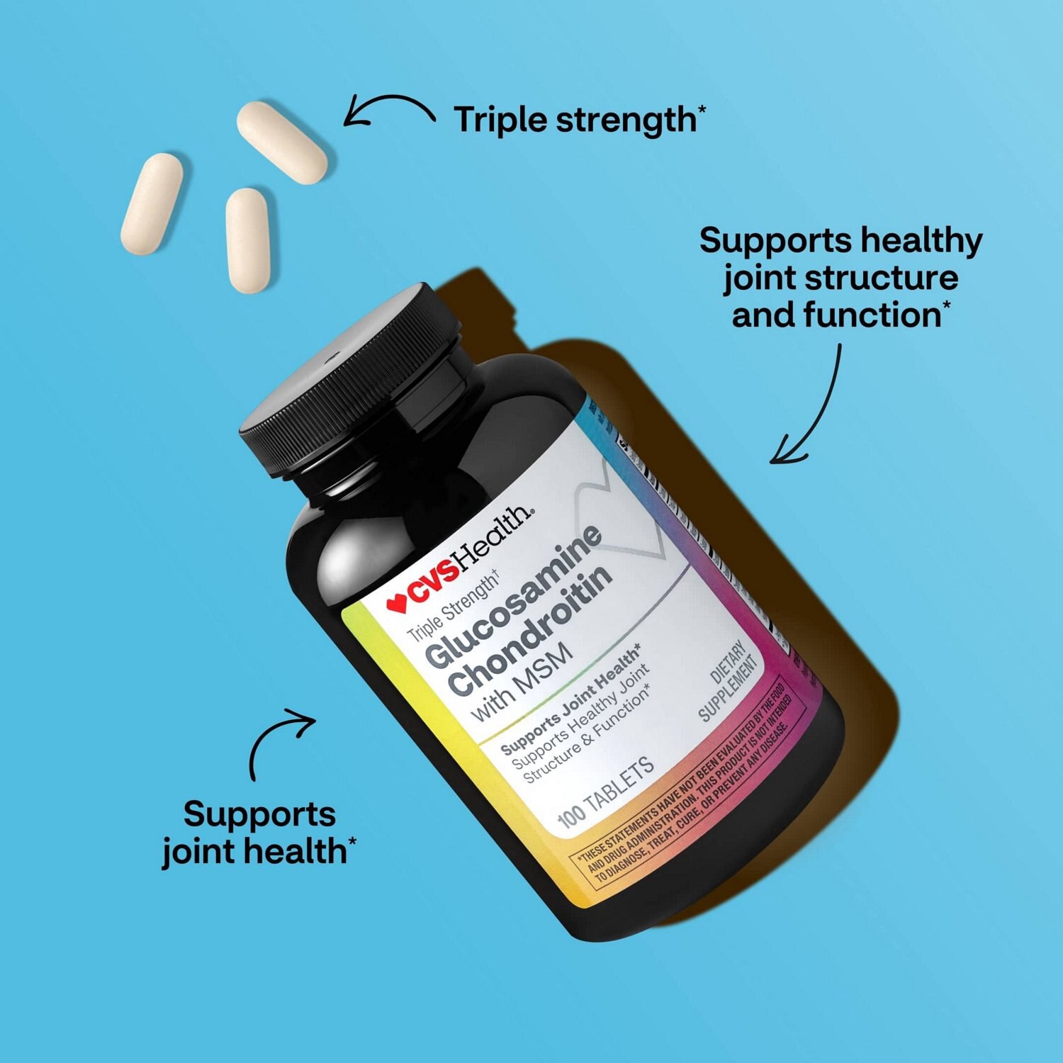 slide 2 of 10, Cvs Health Glucosamine Chondroitin With Msm Caplets, 100 Ct, 1 ct