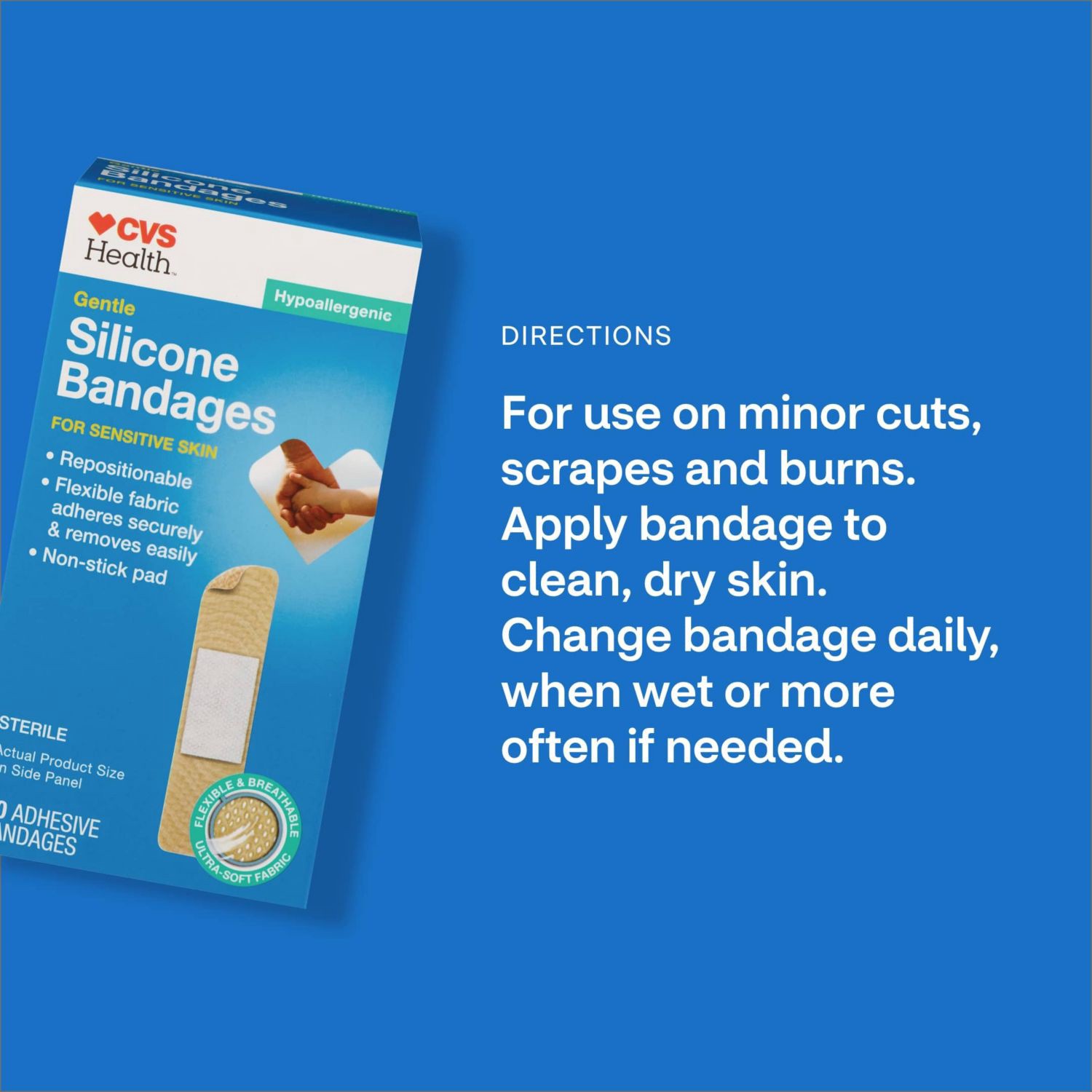 slide 7 of 10, CVS Health Gentle Silicone Bandages, 20 Ct, 1 ct