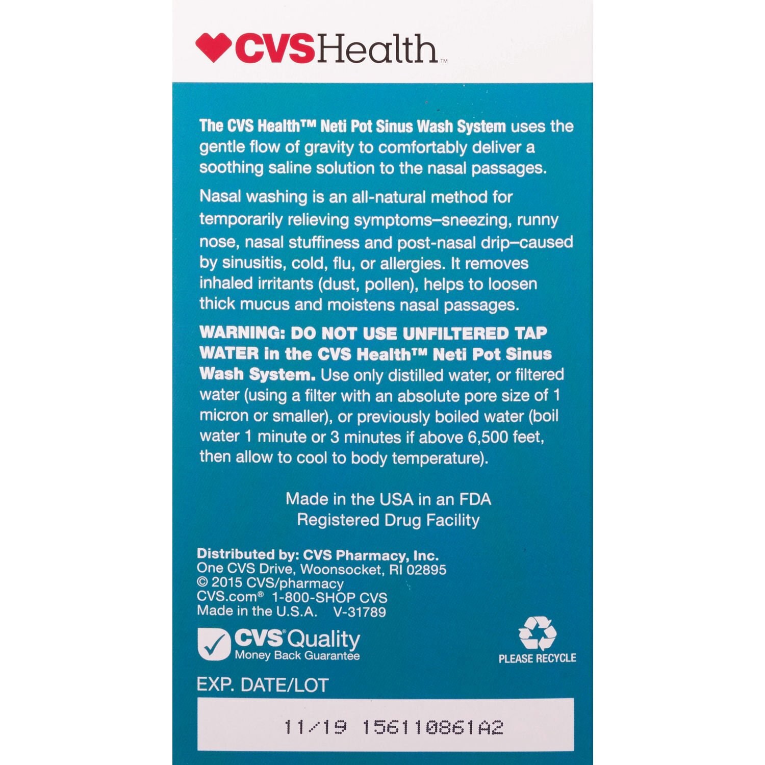 slide 3 of 3, CVS Health Allergy Relief Neti Pot Sinus Wash System, 1 ct