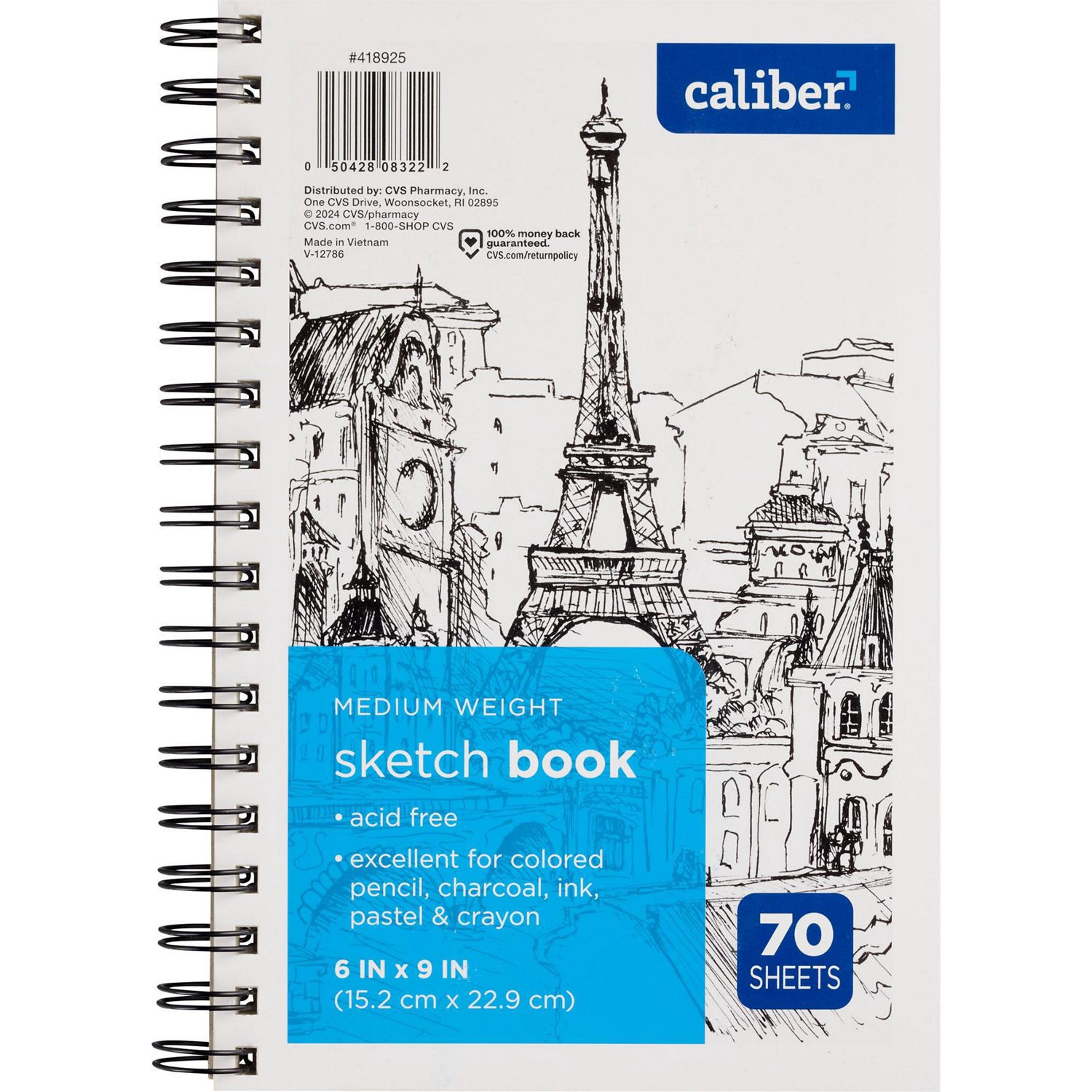 slide 2 of 5, Caliber Sketch Book 9 In X 6 In, Medium Weight, 70 Sheet, 70 ct