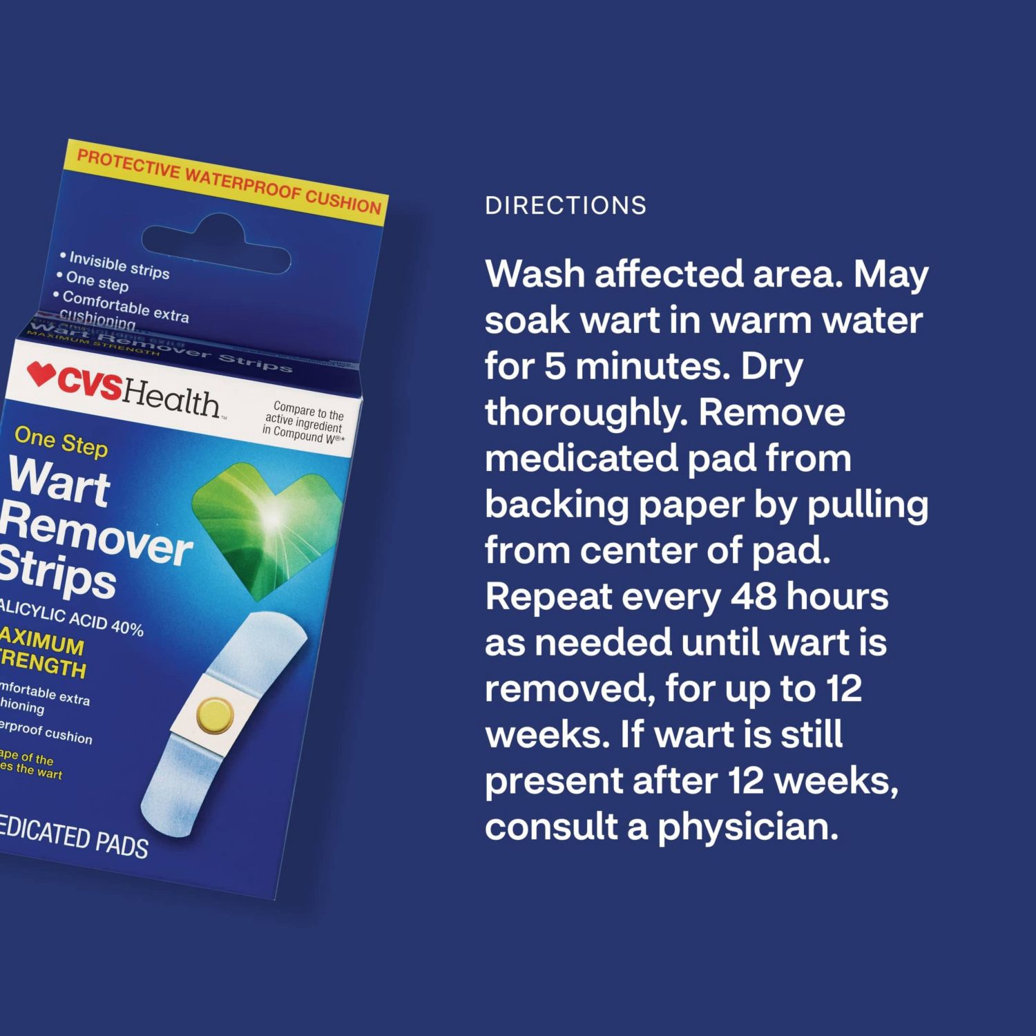 slide 8 of 8, CVS Health One Step Wart Remover Strips, 14 Ct, 1 ct