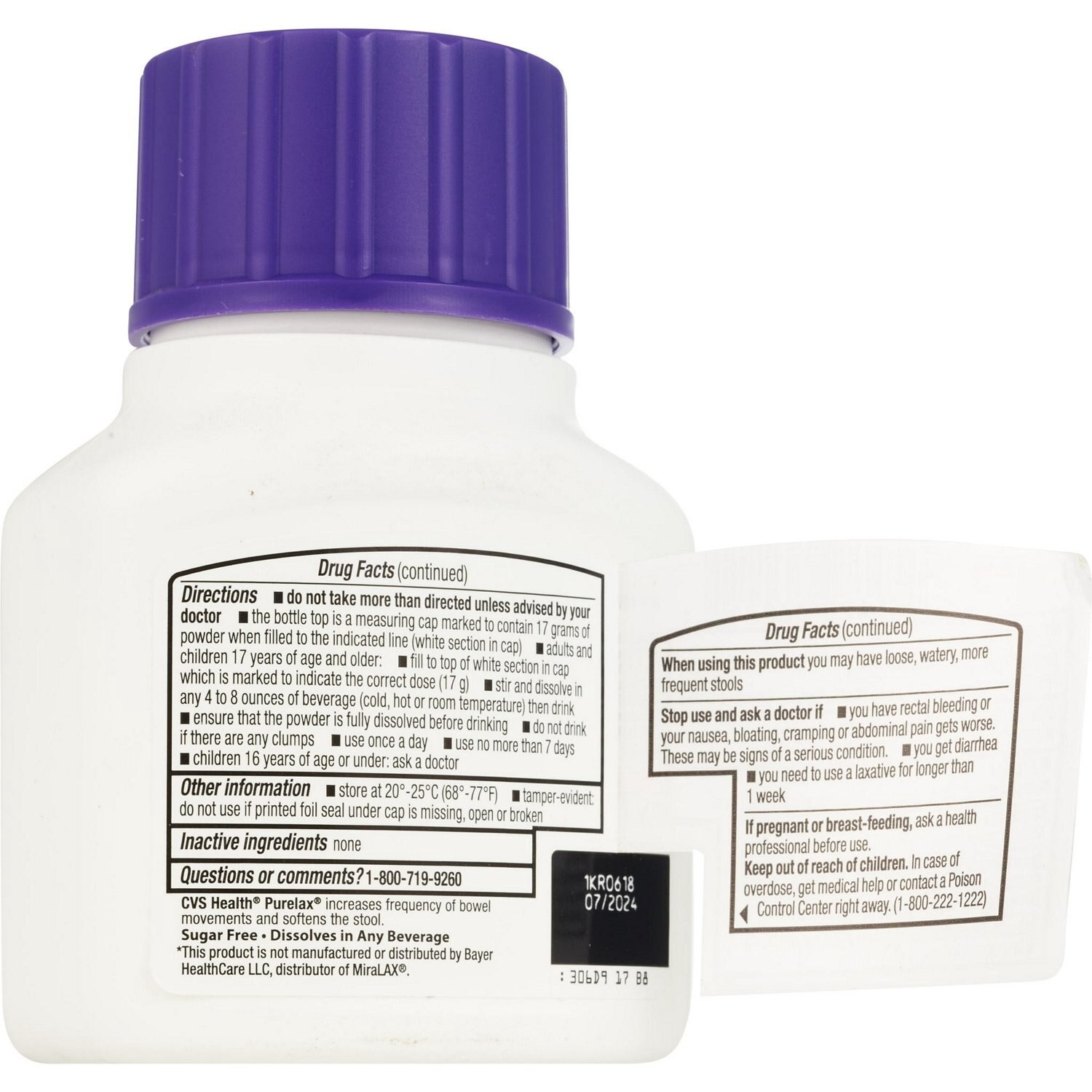 slide 3 of 4, Cvs Health Purelax Constipation Relief Power, Unflavored, 4.1 Oz, 1 ct