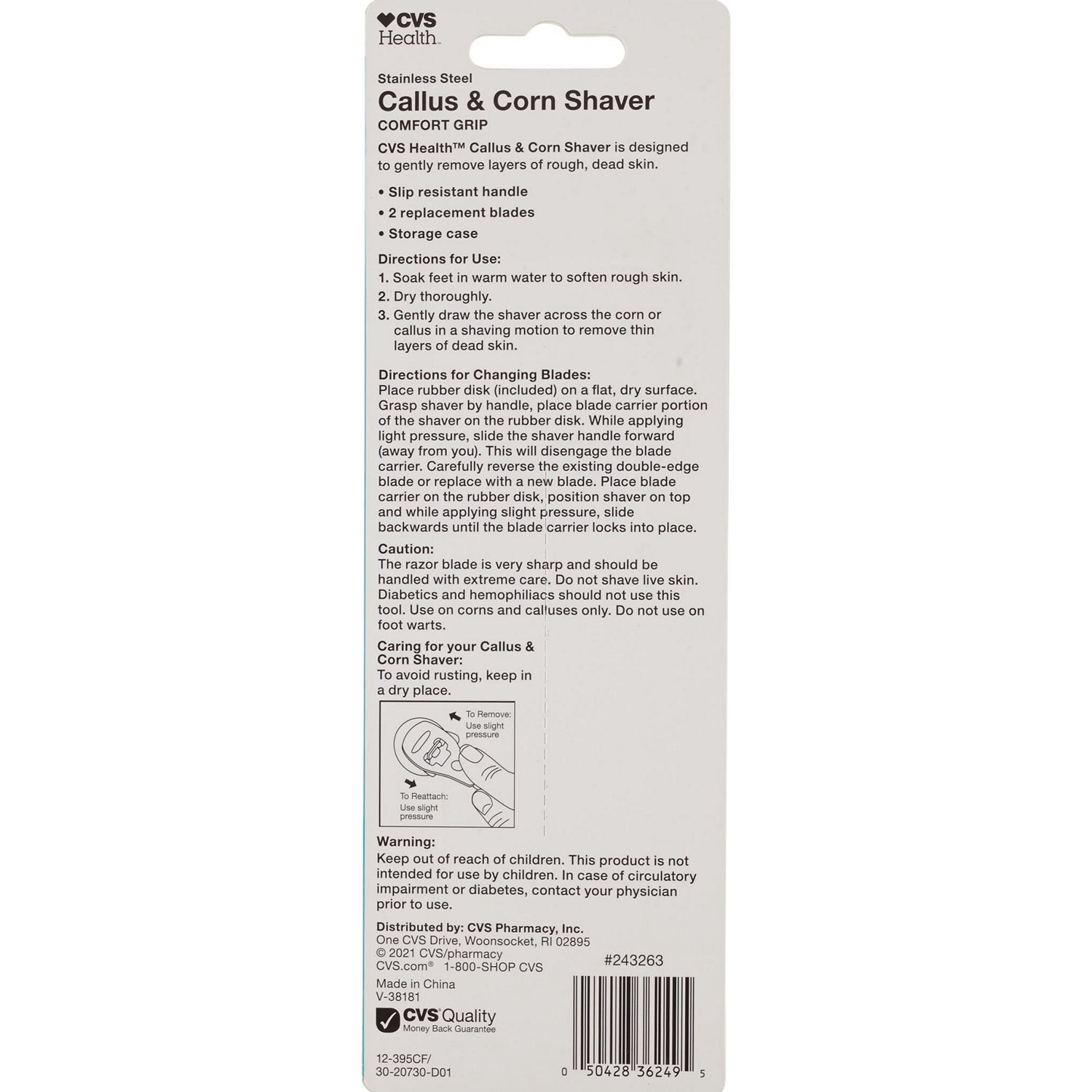 slide 3 of 3, CVS Health Callus & Corn Comfort Grip Shaver, 1 ct