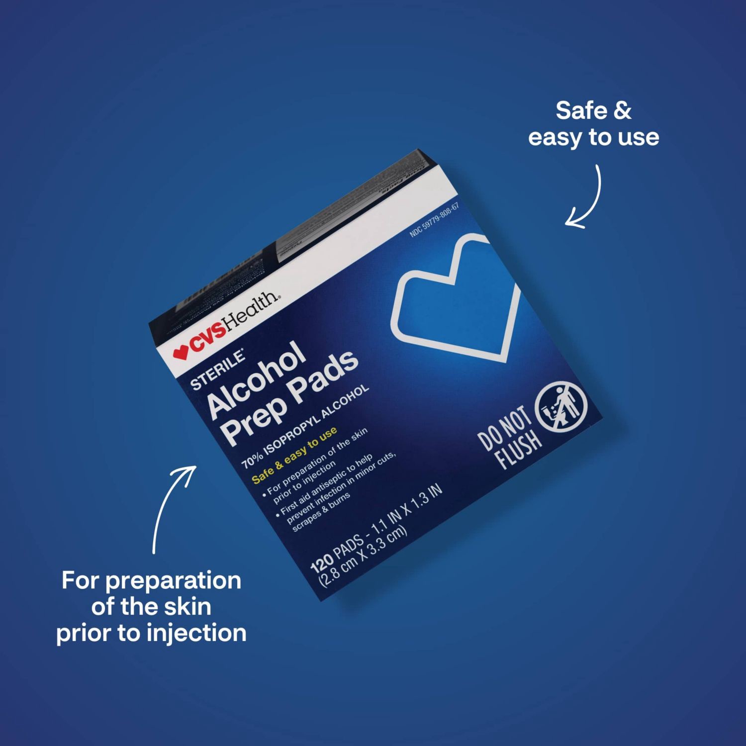 slide 5 of 6, CVS Health Alcohol Prep Pads, 120 Ct, 1 ct