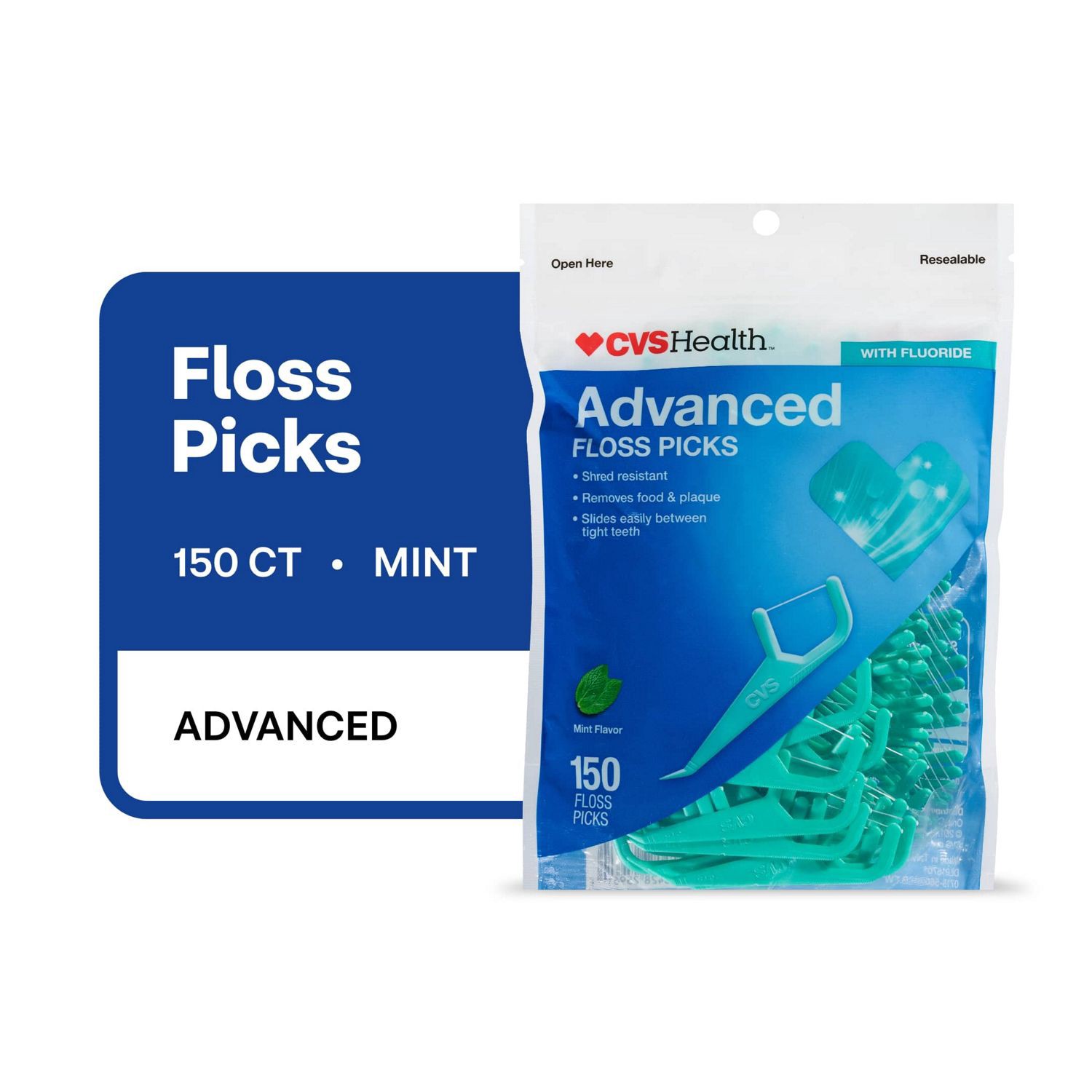 slide 6 of 6, CVS Health Advanced Floss Picks, 150Ct, 1 ct