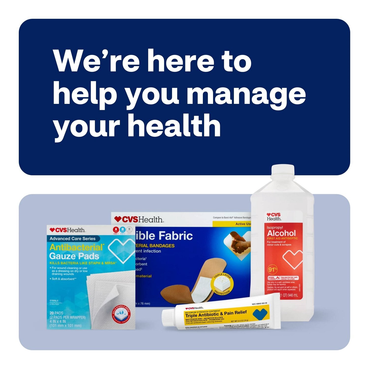 slide 4 of 6, CVS Health 70% Isopropyl Alcohol Prep Pads, 400 Ct, 100 ct