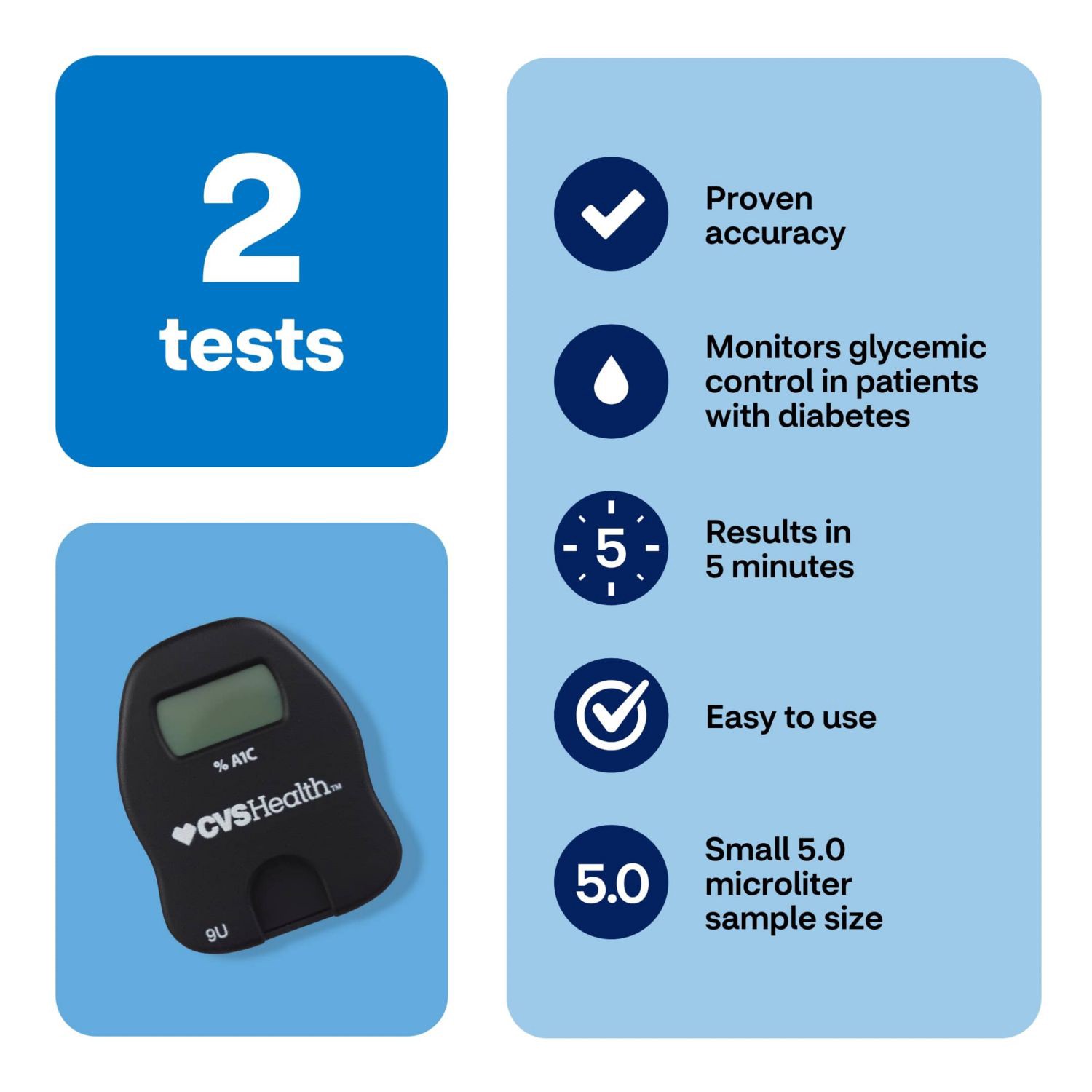 slide 5 of 9, CVS Health At Home A1C Test Kit, 1 ct