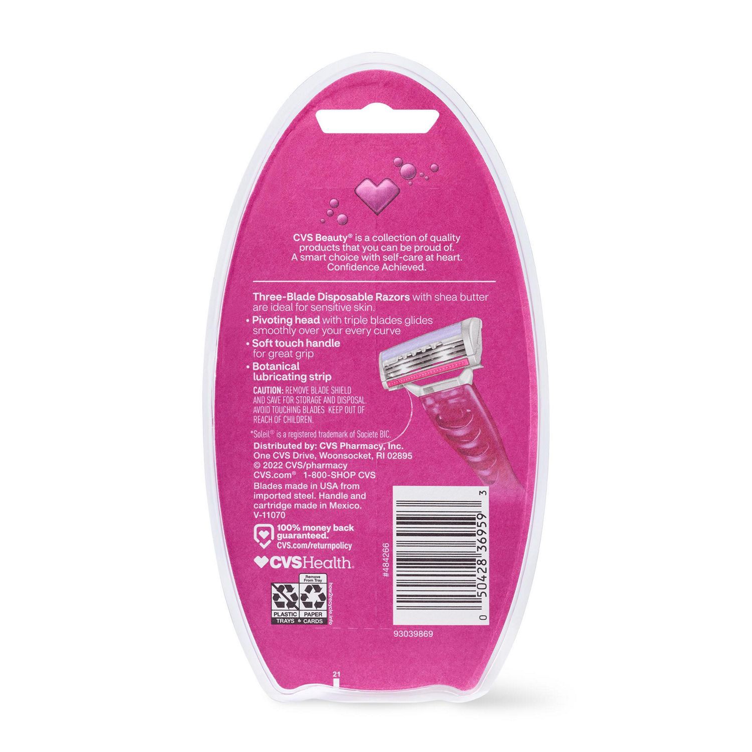 slide 4 of 7, CVS Beauty 3-Blade Lavender Disposable Razors, 4Ct, 1 ct