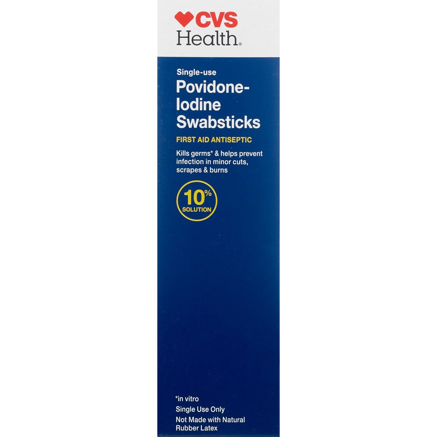 slide 4 of 6, CVS Health Single-Use Povidone-Iodine Swabsticks First Aid Antiseptic, 10 Pouches, 1 ct