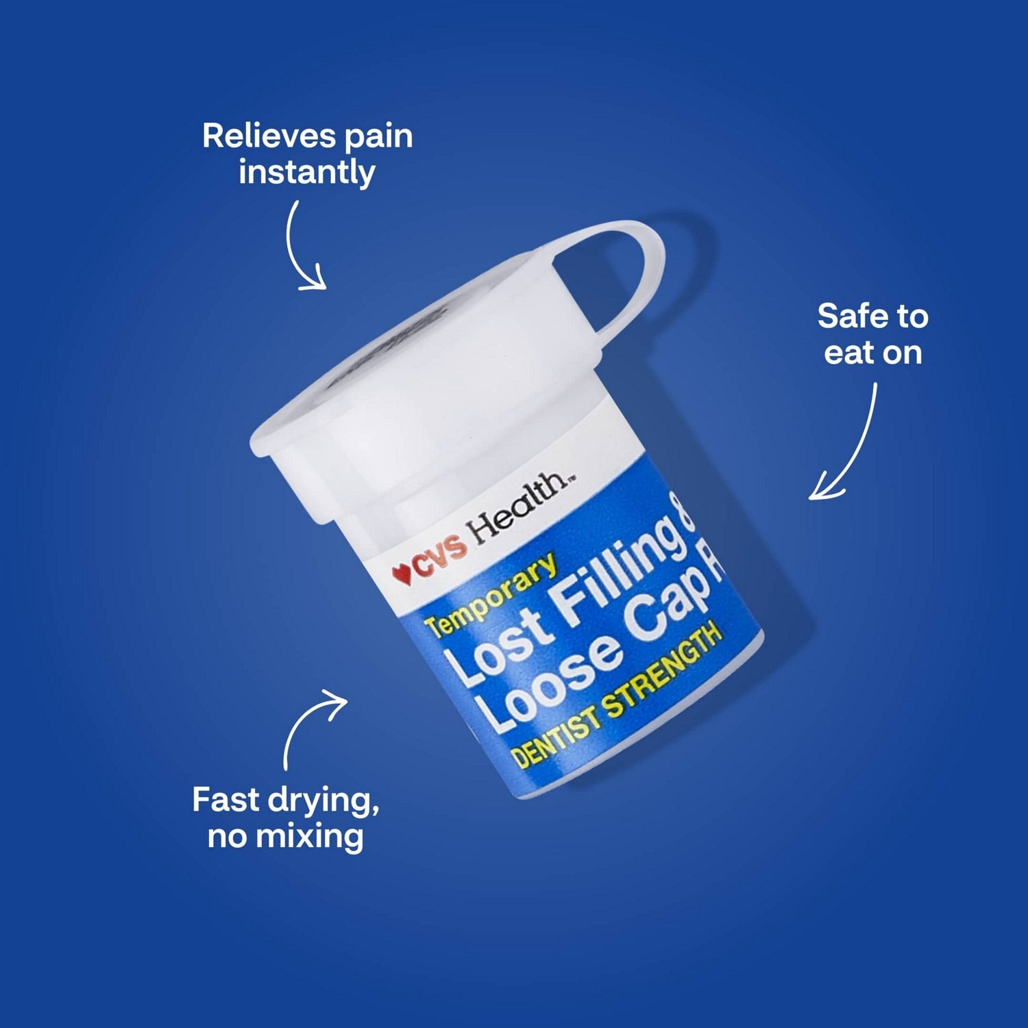 slide 5 of 7, CVS Health Dentist Strength Temporary Lost Filling & Loose Cap Repair, 0.08 Oz, 2Ct, 1 ct