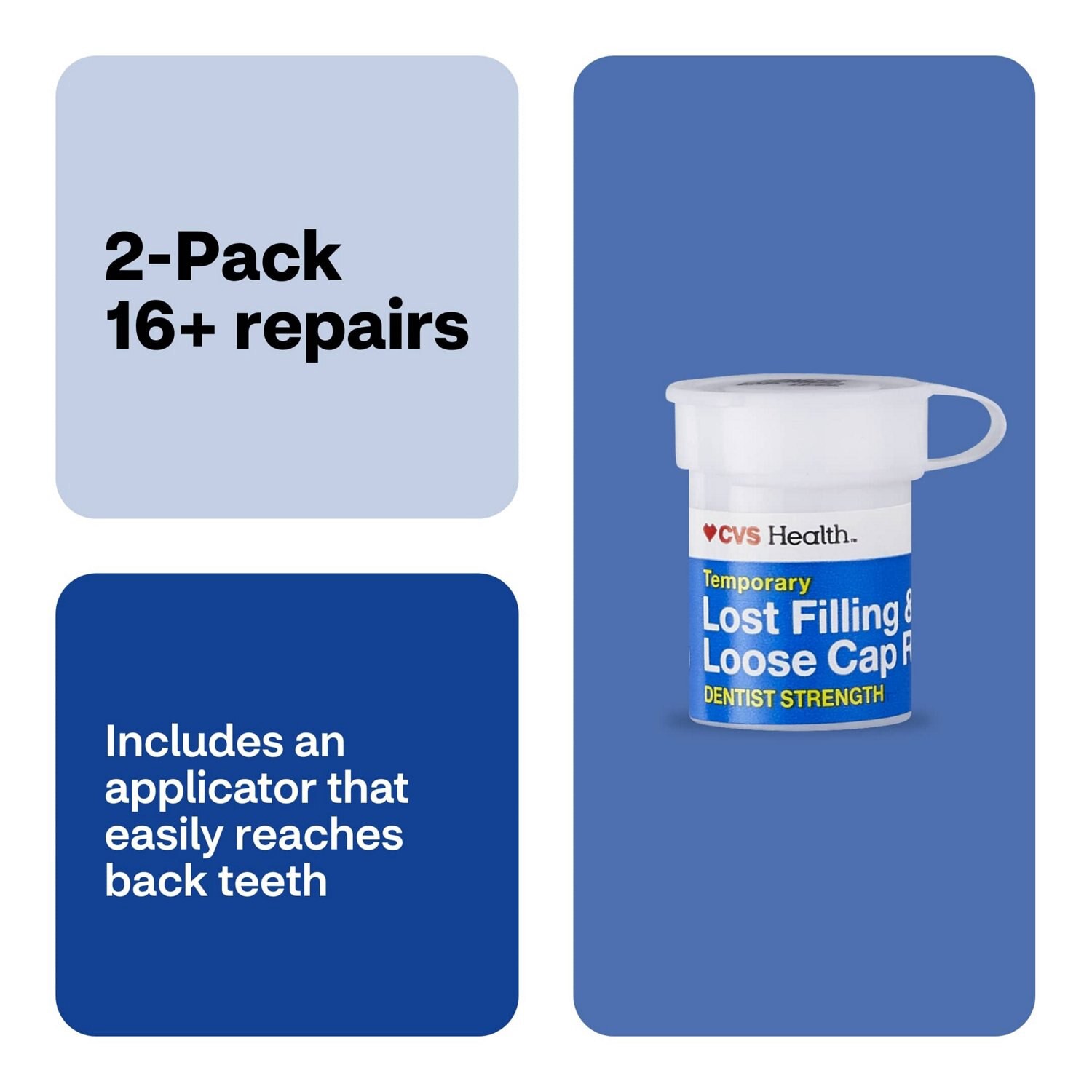 slide 4 of 7, CVS Health Dentist Strength Temporary Lost Filling & Loose Cap Repair, 0.08 Oz, 2Ct, 1 ct