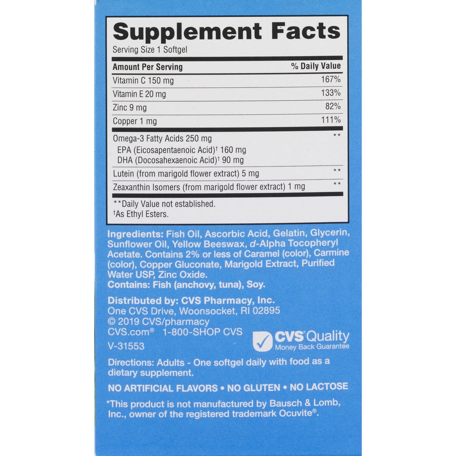 slide 4 of 6, CVS Health One Per Day Adult 50+ Eye Health Softgels, 90Ct, 1 ct