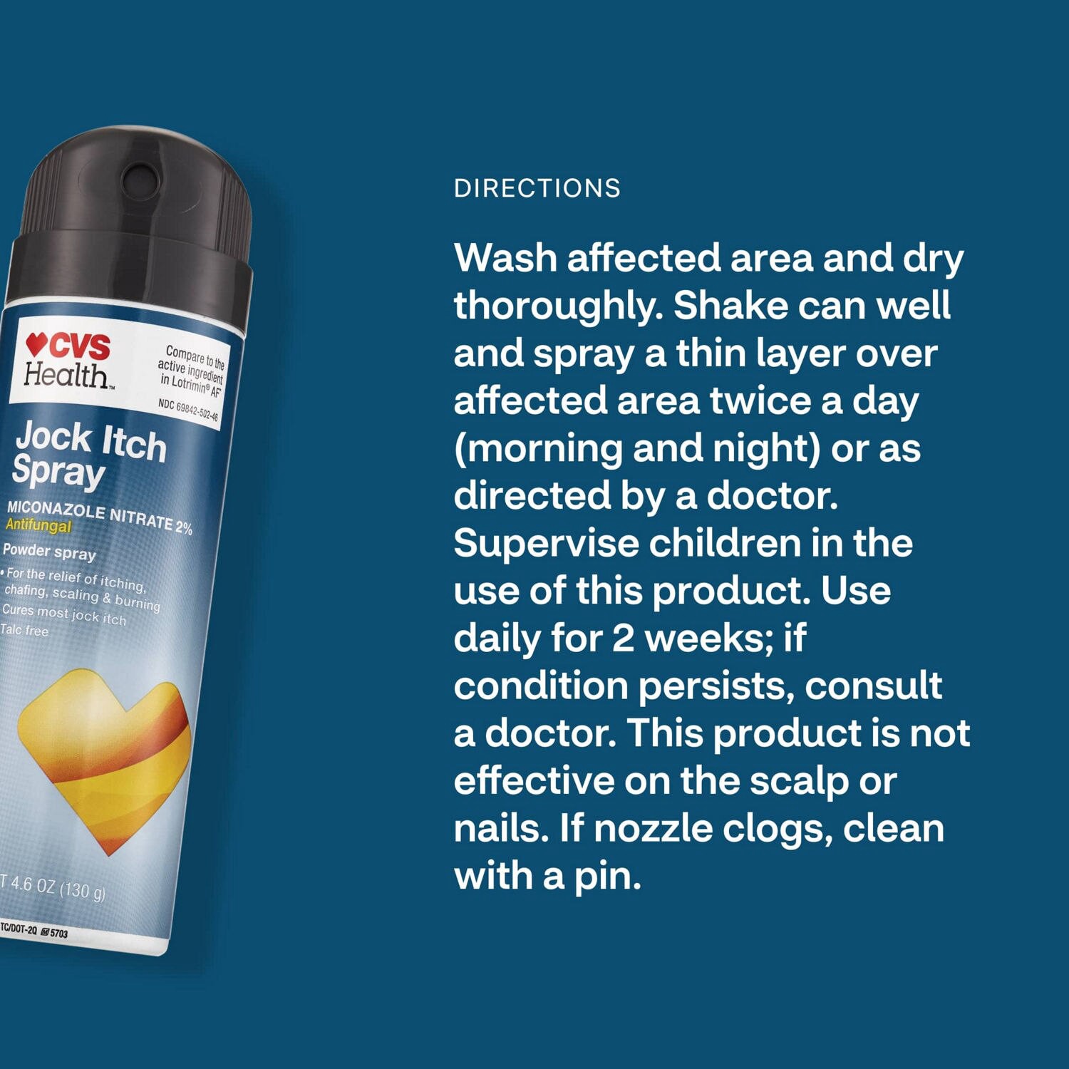 slide 10 of 10, CVS Health Jock Itch Spray, 4.6 Oz, 1 ct