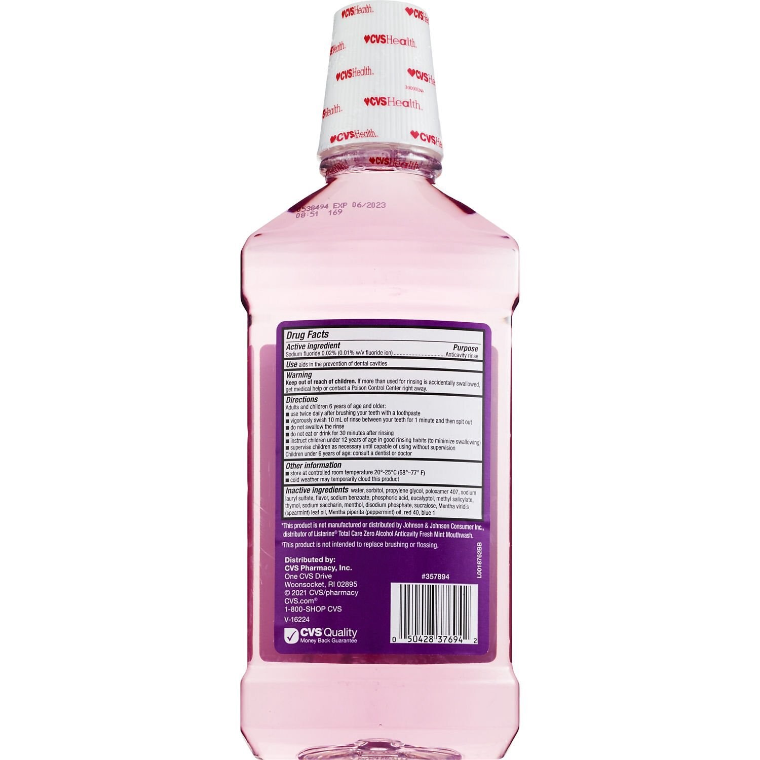 slide 3 of 4, CVS Health Anticavity Fluoride Alcohol Free Mouthwash, Fresh Mint, 1 L, 1 ct