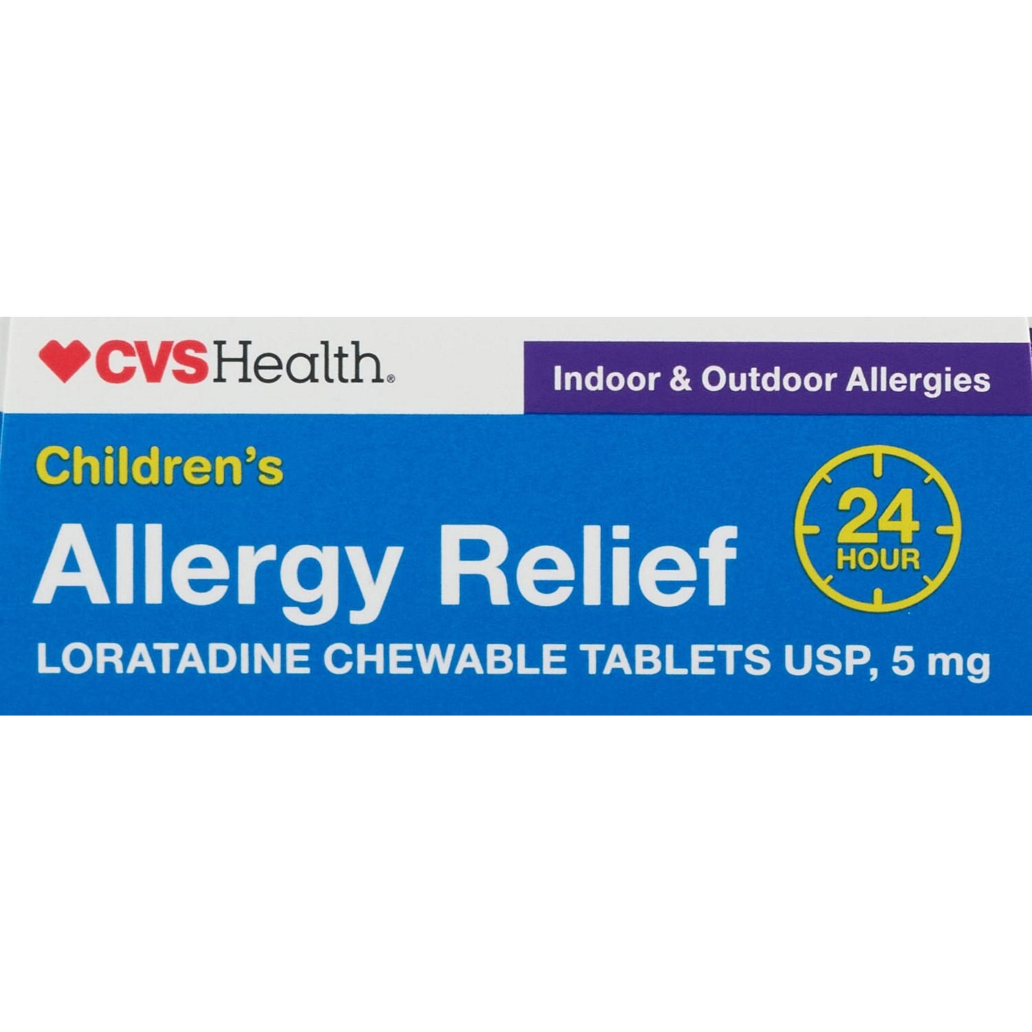 slide 5 of 5, CVS Health Children's 24Hr Allergy Relief Dye Free Loratadine Chewable Tablets, Grape, 30 Ct, 1 ct