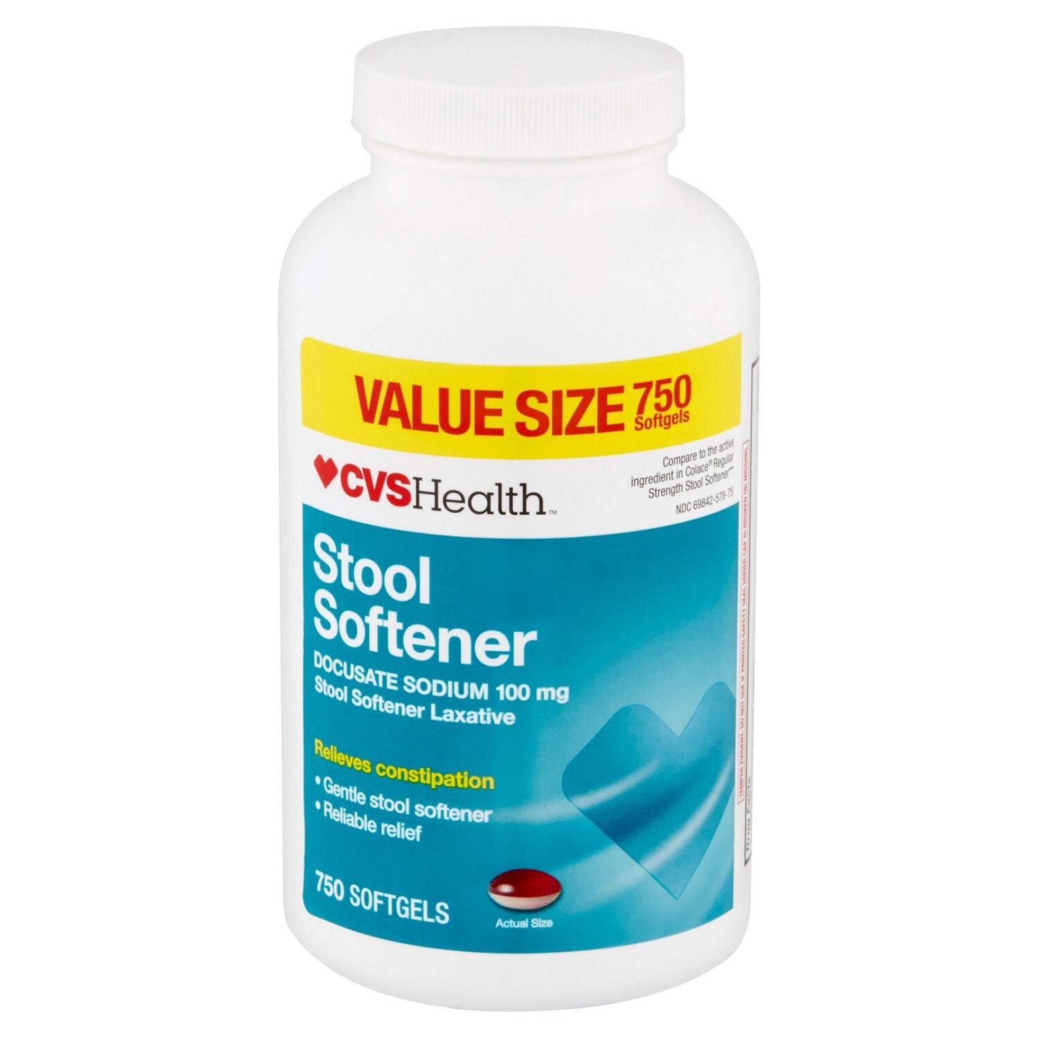 slide 3 of 6, Cvs Health Stool Softener Softgels, 100 Mg, 750 Ct, 1 ct