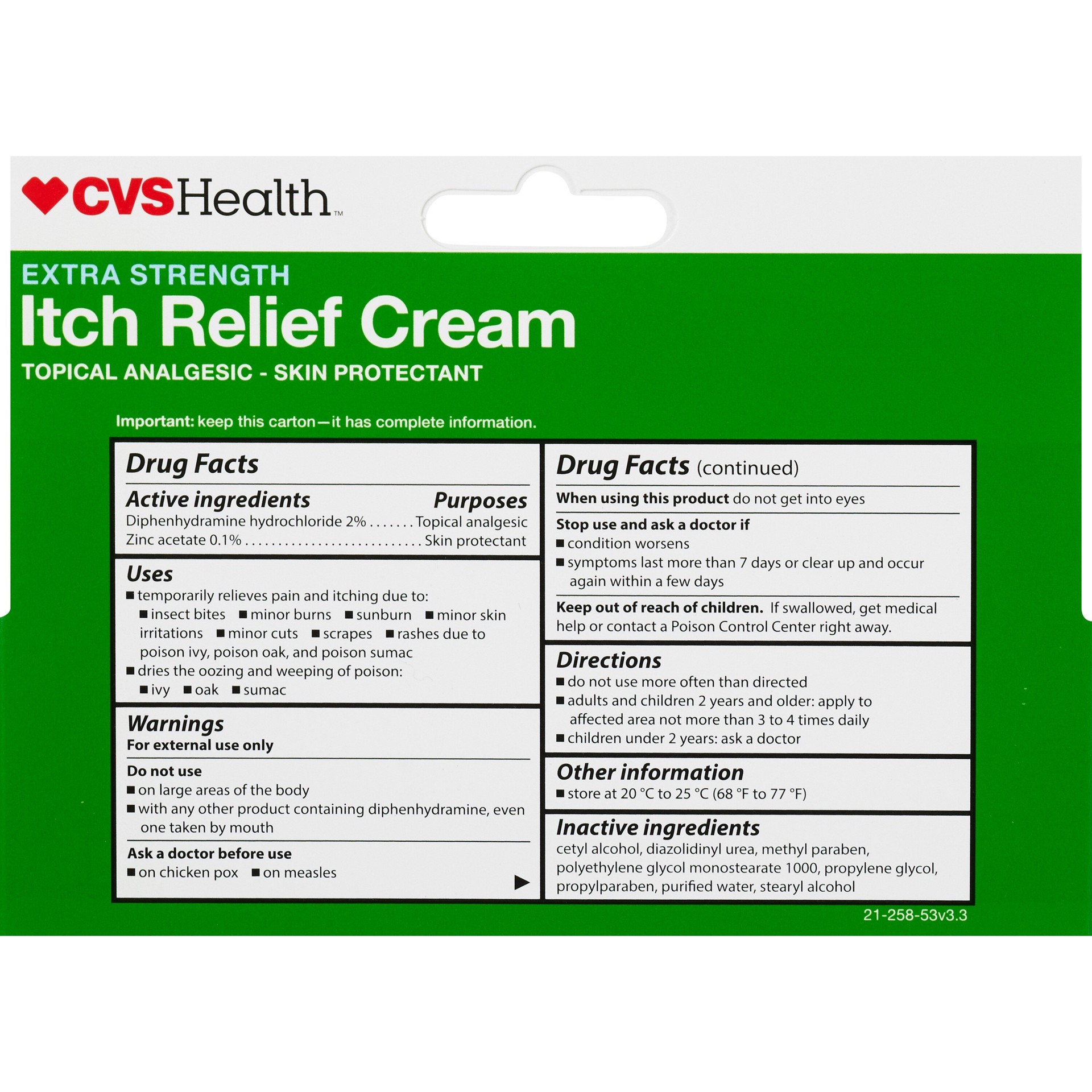 slide 3 of 4, Cvs Health Extra Strength Itch Relief Cream, 2 Oz, 1 ct