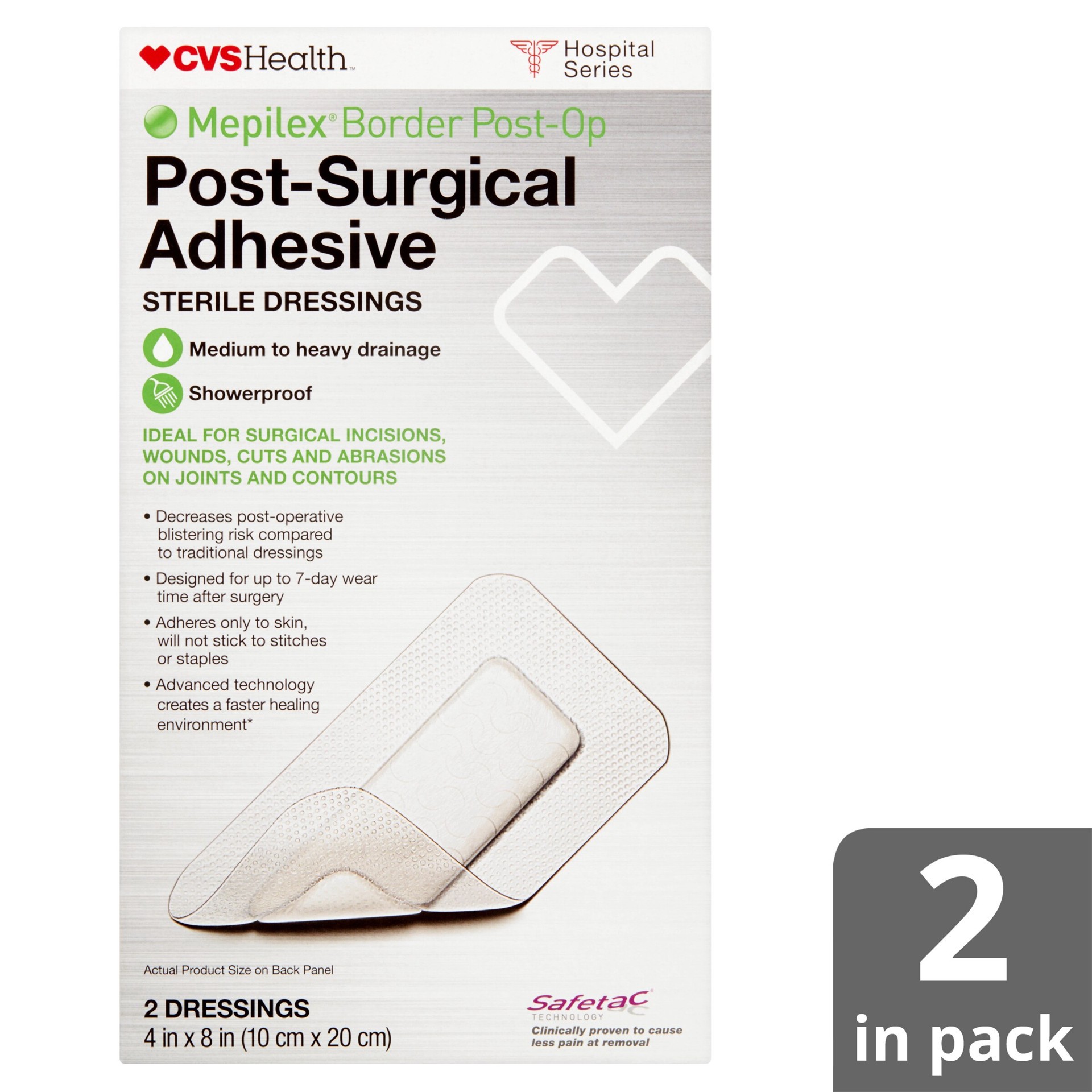 slide 2 of 10, Cvs Health Post-Surgical Adhesive Sterile Dressing, 2 Ct, 1 ct