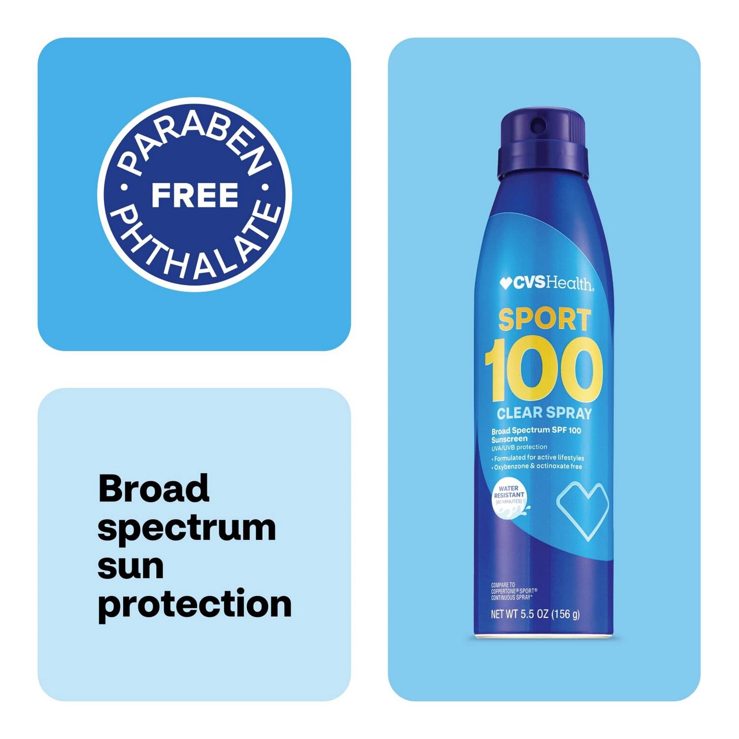 slide 5 of 12, CVS Health Sport Clear Broad Spectrum Sunscreen Spray 5.5 Oz, Spf 100+, 1 ct