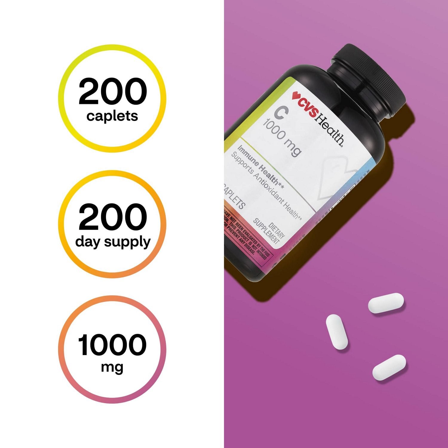 slide 10 of 11, CVS Health Vitamin C Caplets, 200 Ct, 1 ct