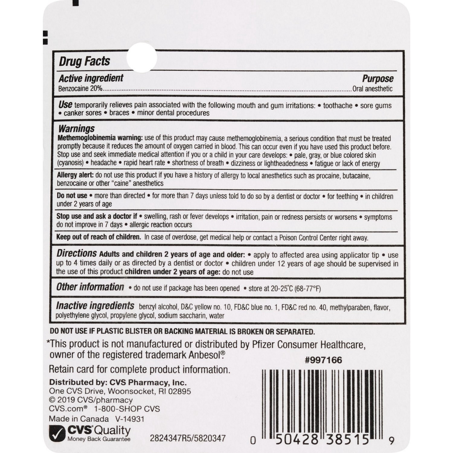 slide 2 of 4, Cvs Health Oral Anesthetic, Benzocaine 20% Maximum Strength Pain Relieving Liquid, 0.5 oz