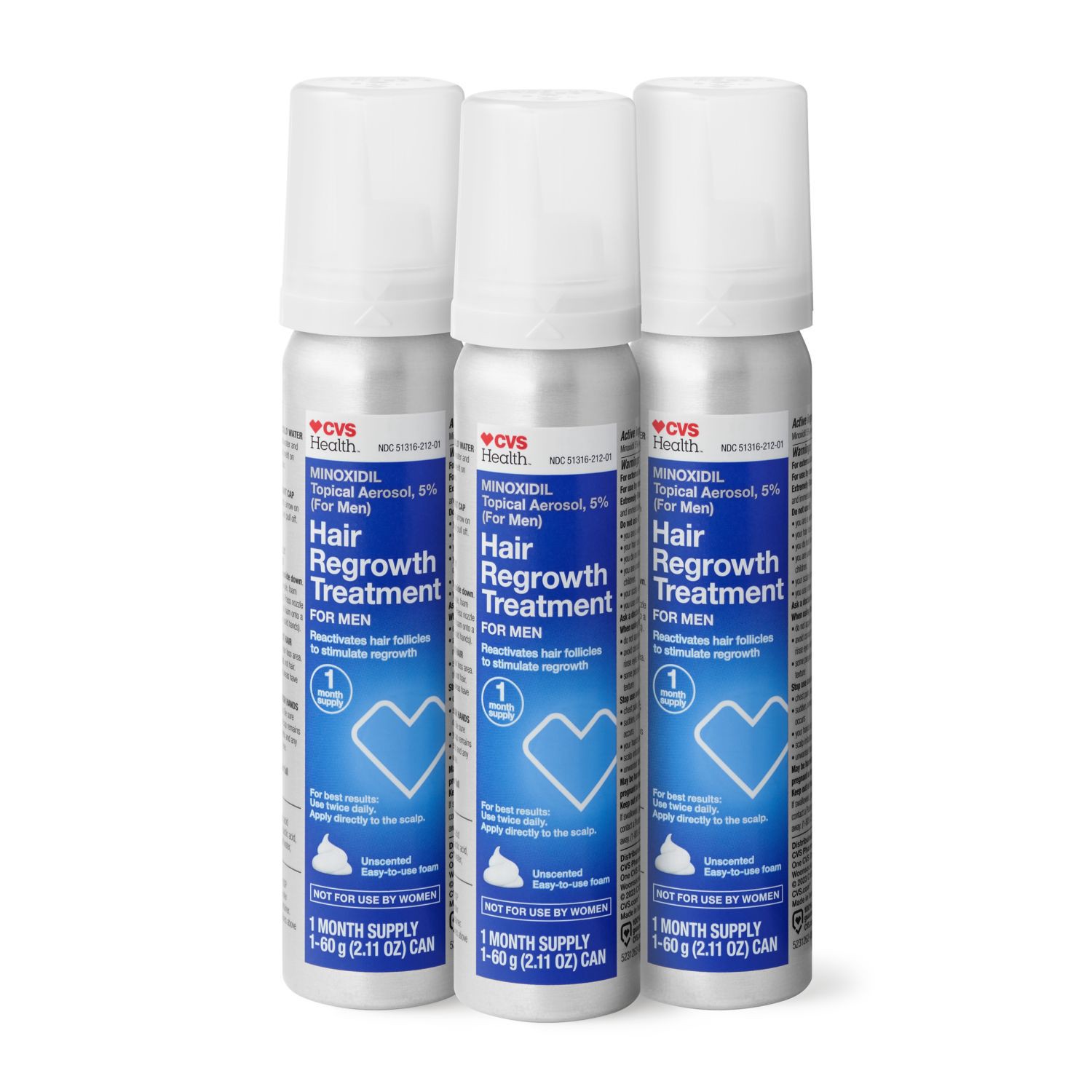 slide 4 of 6, CVS Health Men's 5% Minoxidil Foam Treatment For Hair Regrowth, 3 Month Supply, 1 ct