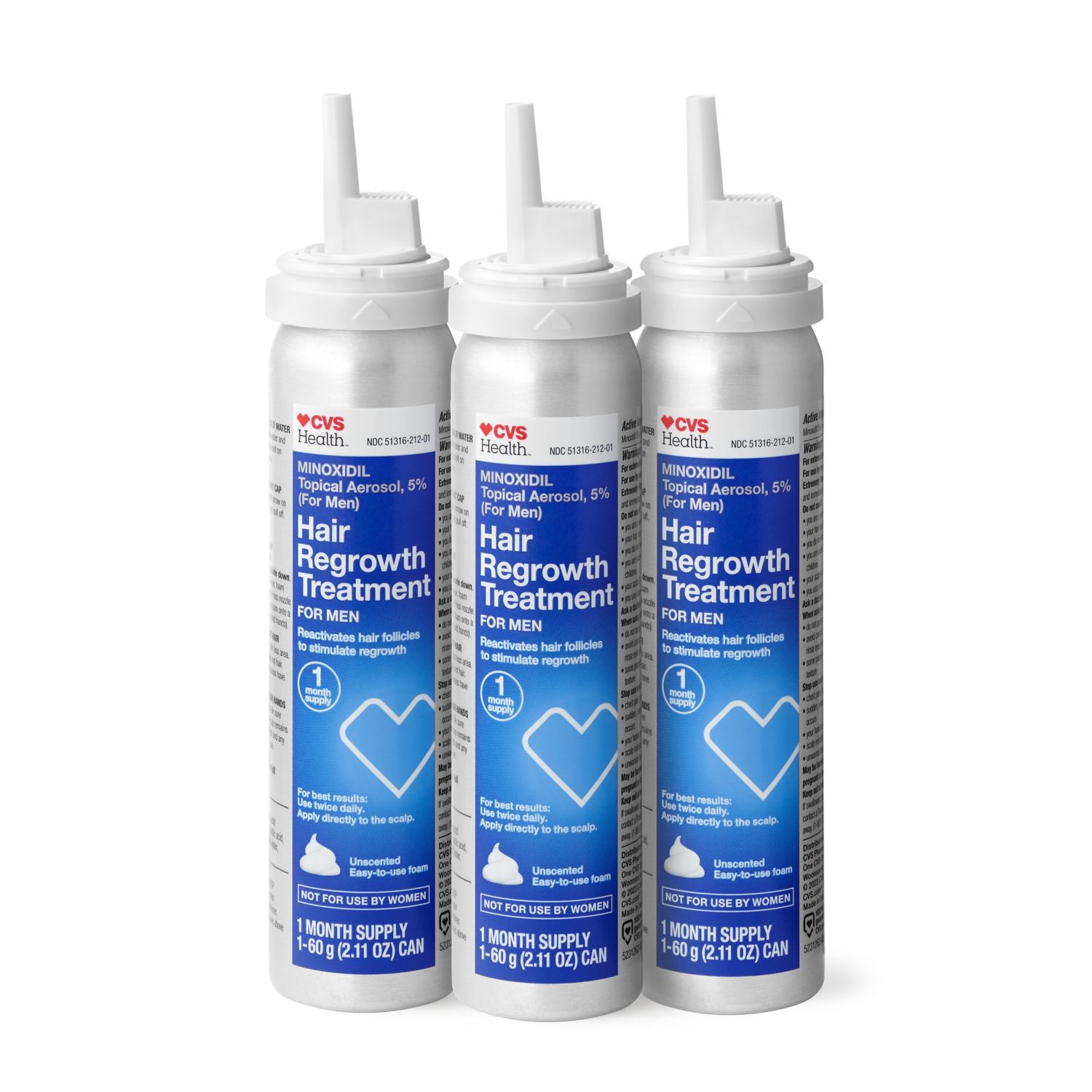 slide 3 of 6, CVS Health Men's 5% Minoxidil Foam Treatment For Hair Regrowth, 3 Month Supply, 1 ct