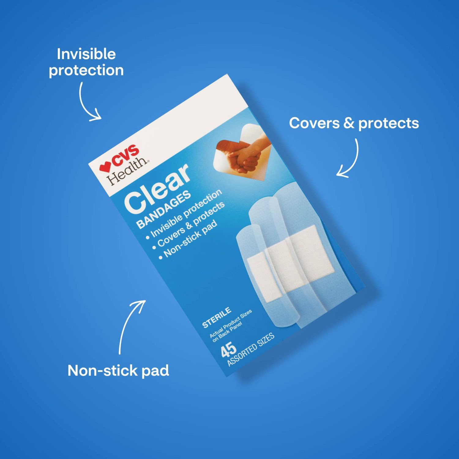 slide 5 of 10, CVS Health Clear Bandages, Assorted Sizes, 45 Ct, 1 ct