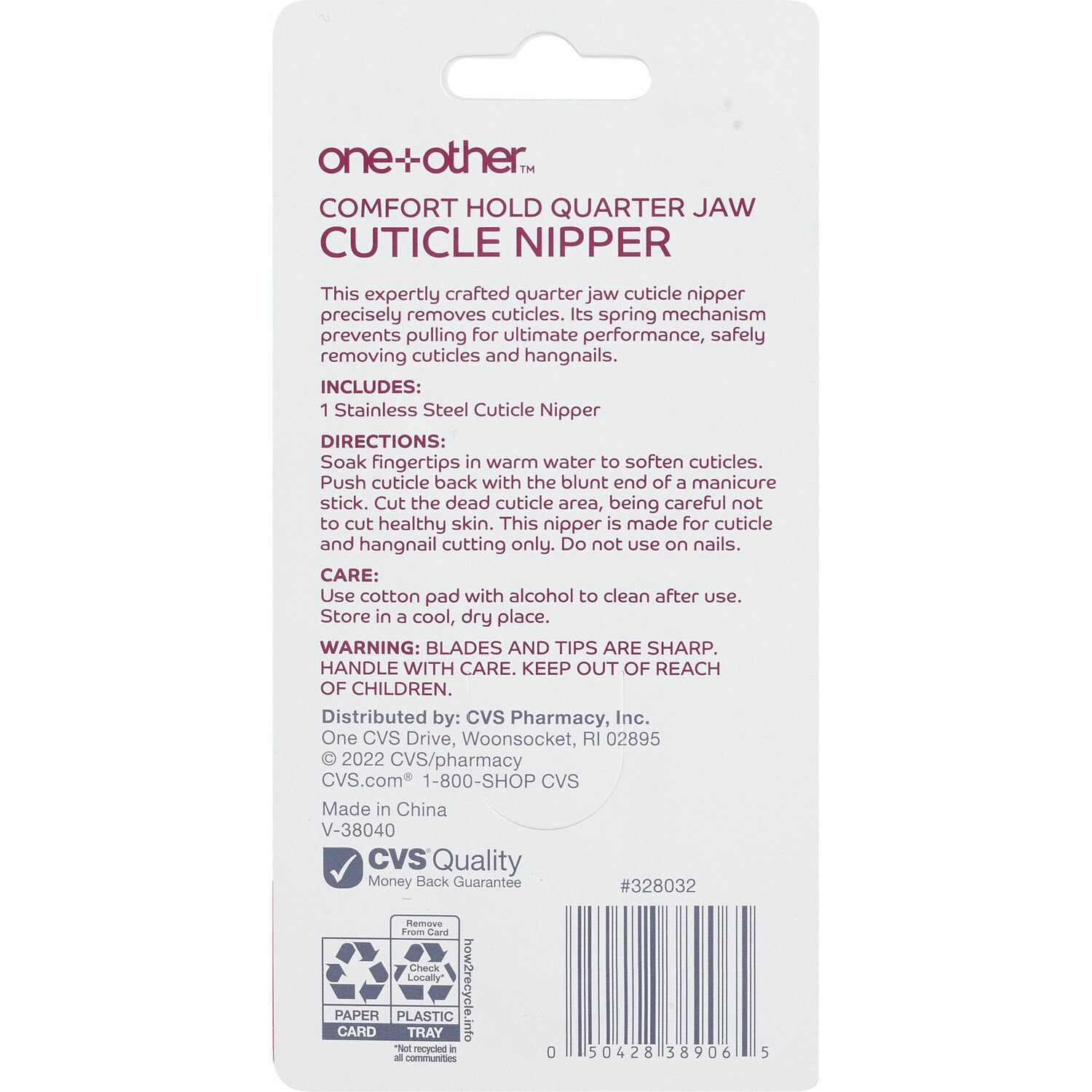 slide 2 of 4, One+Other Comfort Hold Quarter Jaw Cuticle Nipper, 1 ct