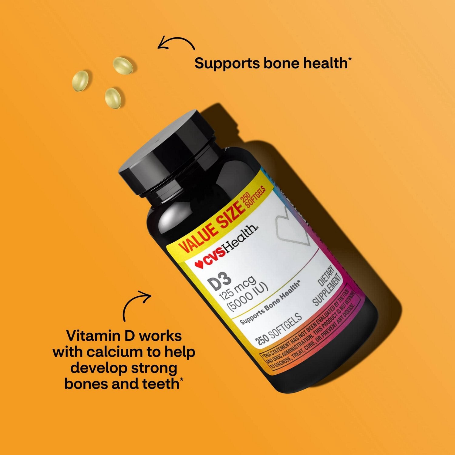 slide 8 of 10, Cvs Health D3 Softgels, 250 Ct, 1 ct